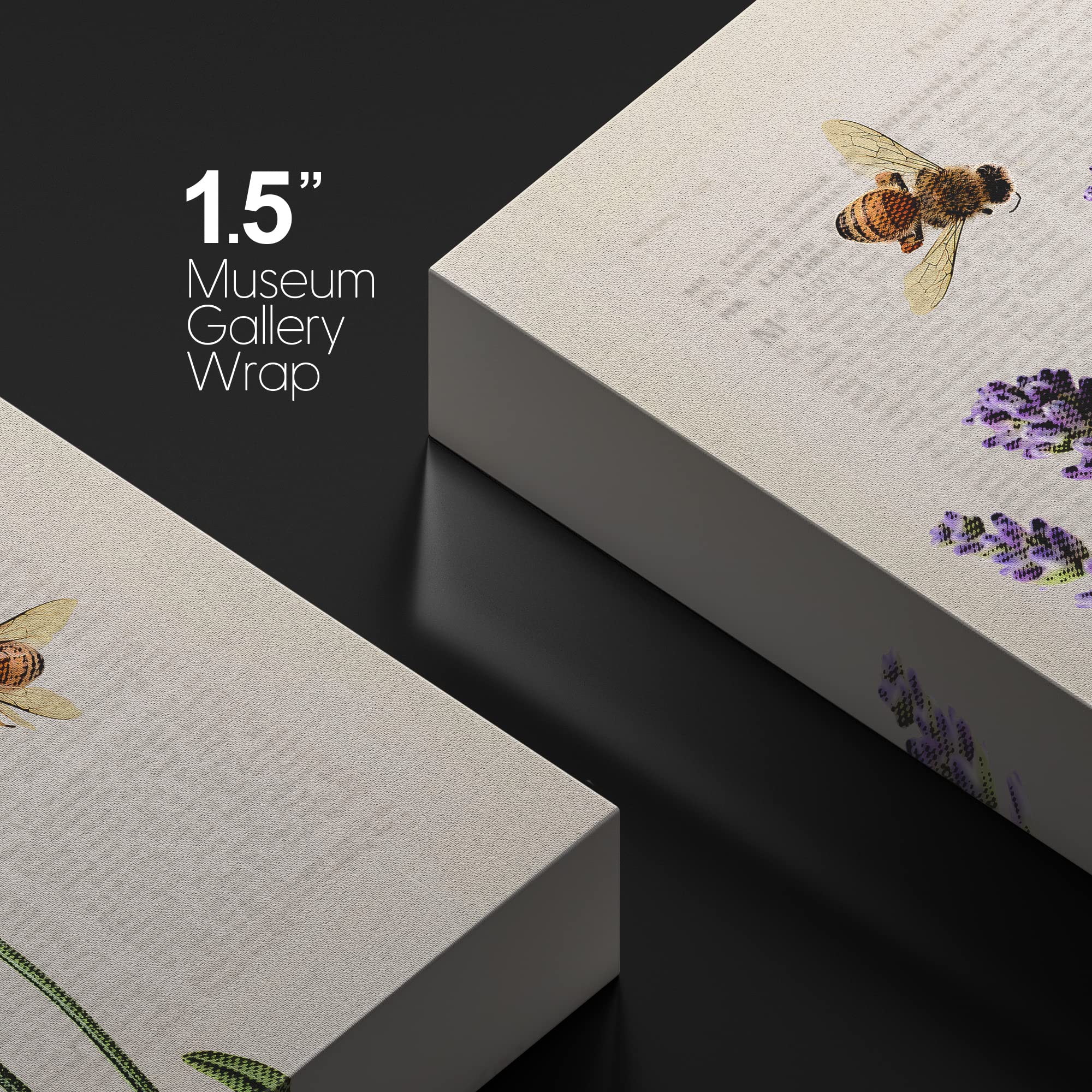 Wall26 Canvas Print Wall Art Lavender Flowers With Bees And Newspaper Print Floral Botanical Digital Art Modern Chic Scenic Colo