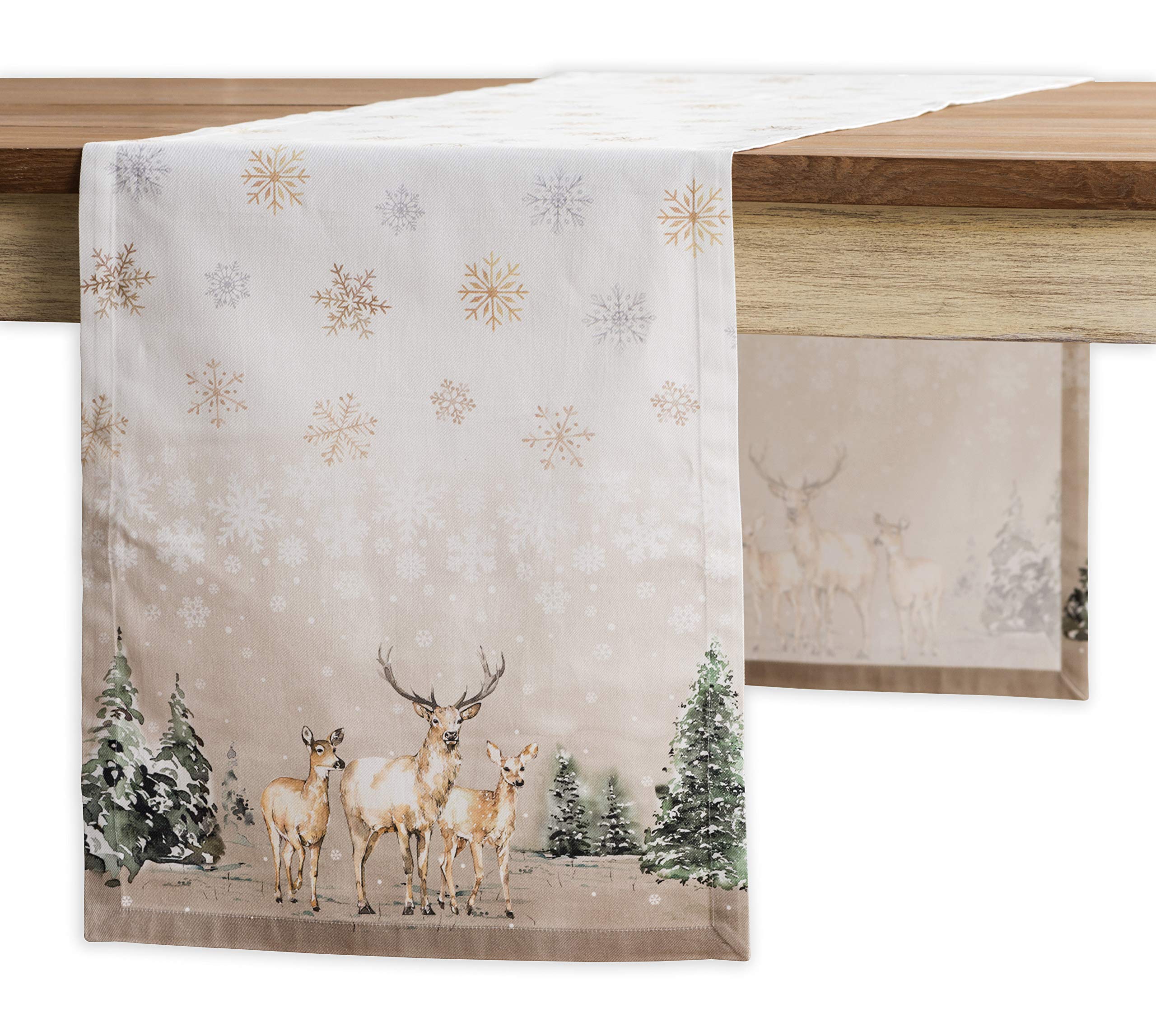Maison D' Hermine Table Runners 100% Cotton 14.50Inch X 108Inch Tablerunner, Decorative Table Runner, Dining, Buffet, Deer In Th