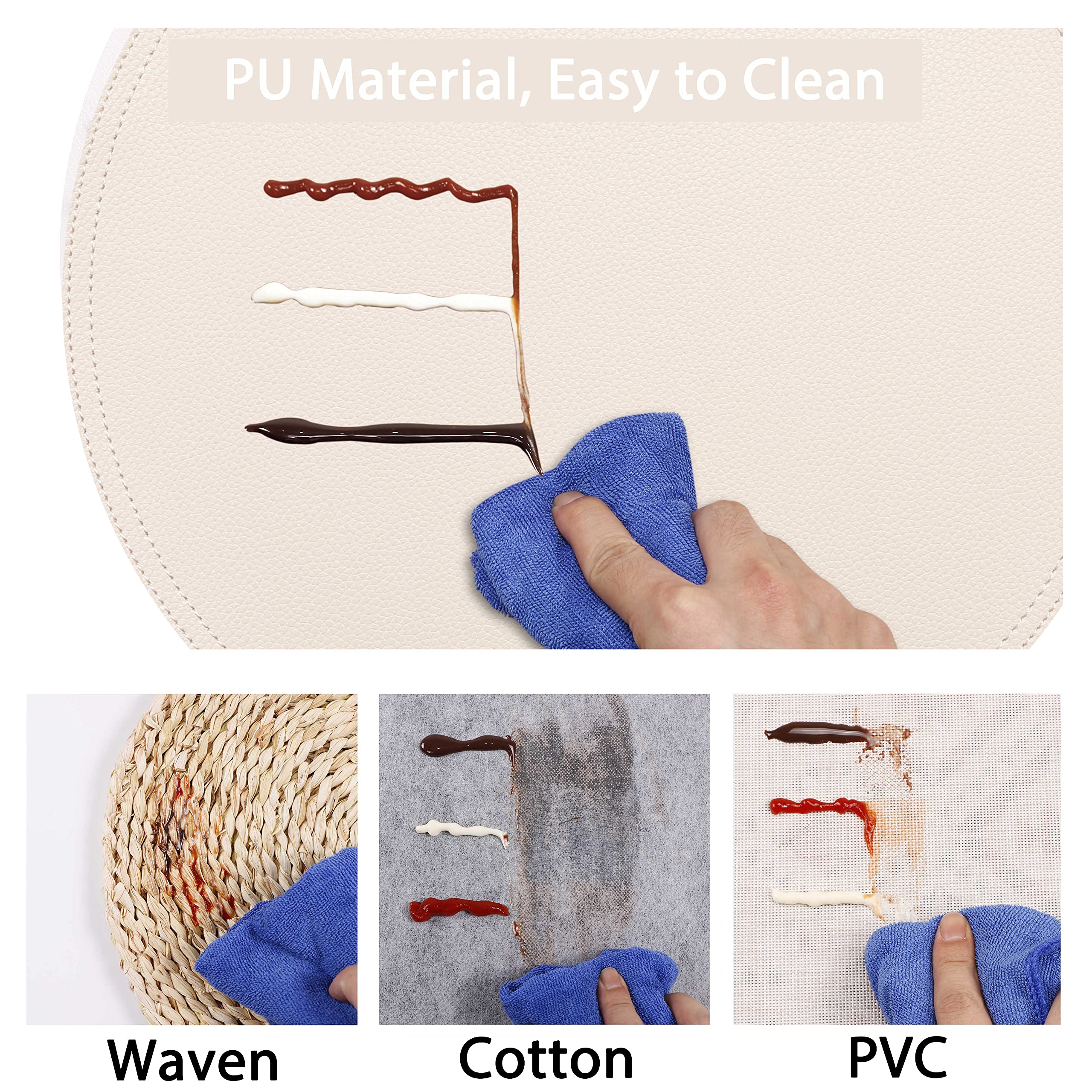 Set Of 6 Faux Leather Round Placemats And Coasters, Coffee Mats Kitchen Table Mats, Waterproof, Easy To Clean For Kitchen Dining