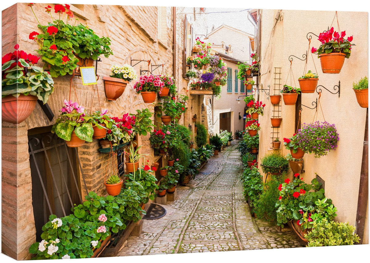 Wall26 Canvas Print Wall Art Floral Botanical Garden Italian Alley Nature Wilderness Photography Realism Rustic Scenic Landscape