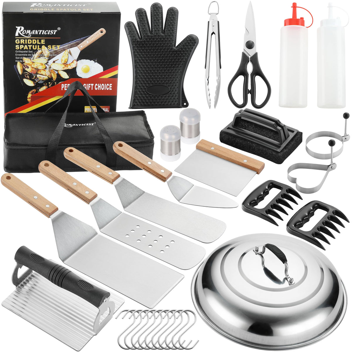 Romanticist Professional Grade Griddle Accessories Kit - 30Pcs Flat Top Grill Tools Set For Breakfast, Outdoor Grilling, Teppany