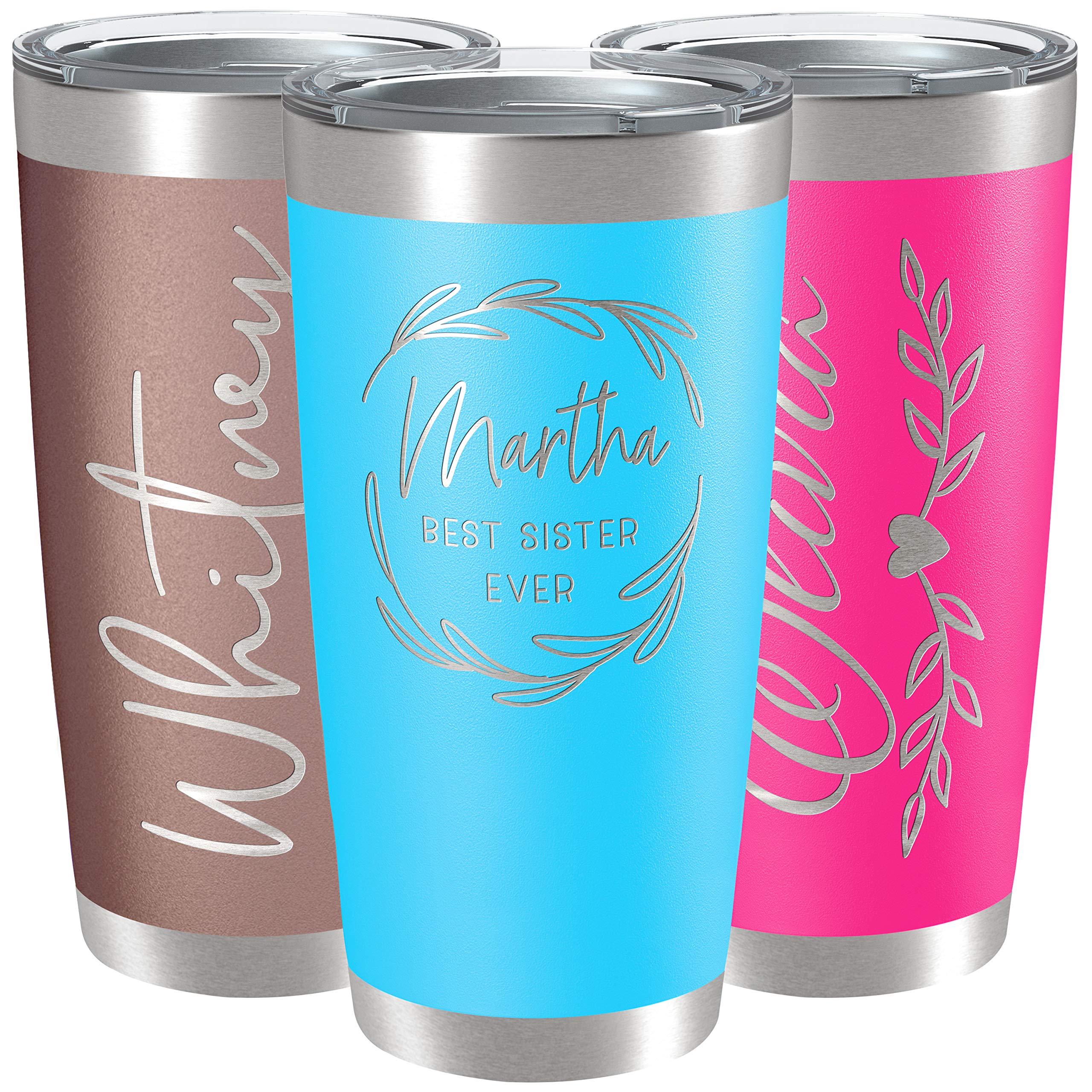 Personalized Tumblers, Stainless Steel 20 Oz Tumbler W/Lid |13 Different Designs| Personalized Cups Double Walled Insulated Coff