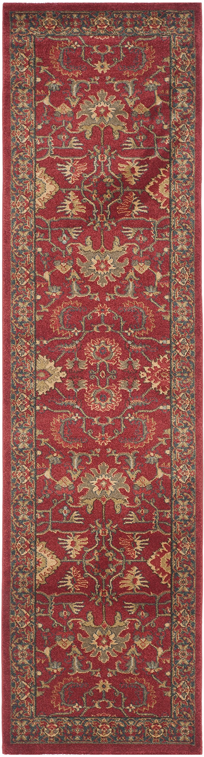 SAFAVIEH Mahal Collection Runner Rug - 22 x 10, Red & Navy, Traditional Oriental Design, Non-Shedding & Easy Care, Ideal for H