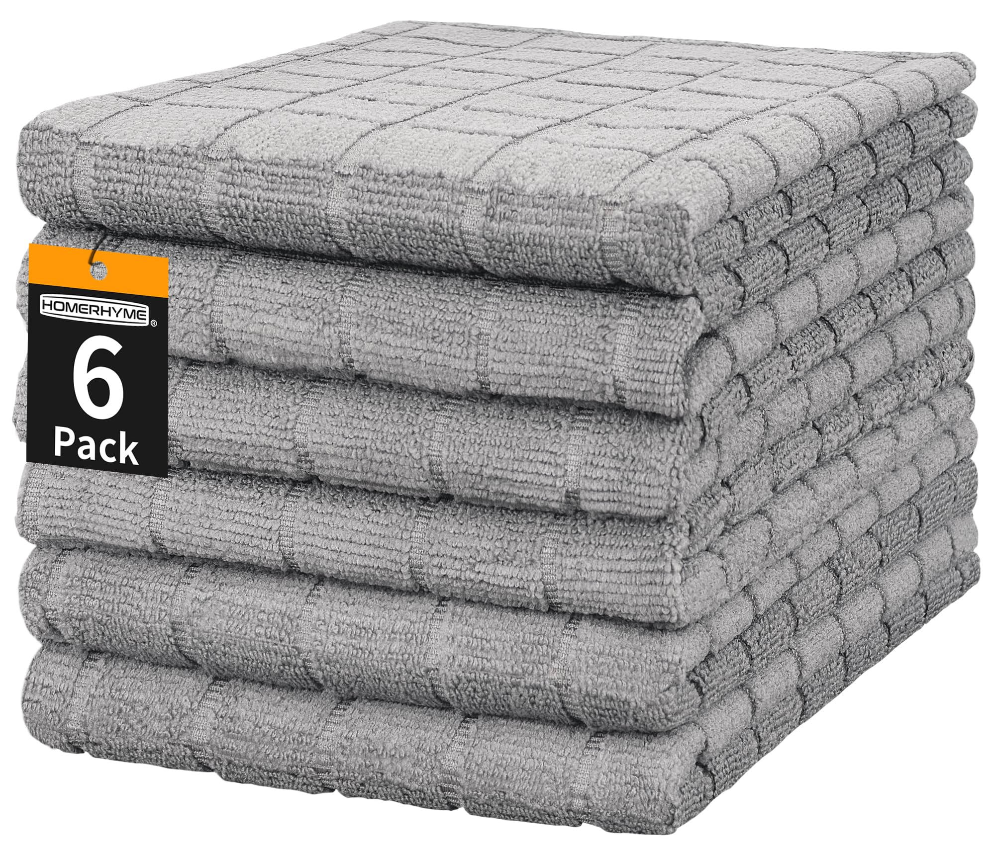 HOMERHYME Microfiber Hand Bath Towels, 6 Pack 25*15 Grey Bathroom Hand Towels, All-Purpose Quick Dry Lint Free Soft Absorben