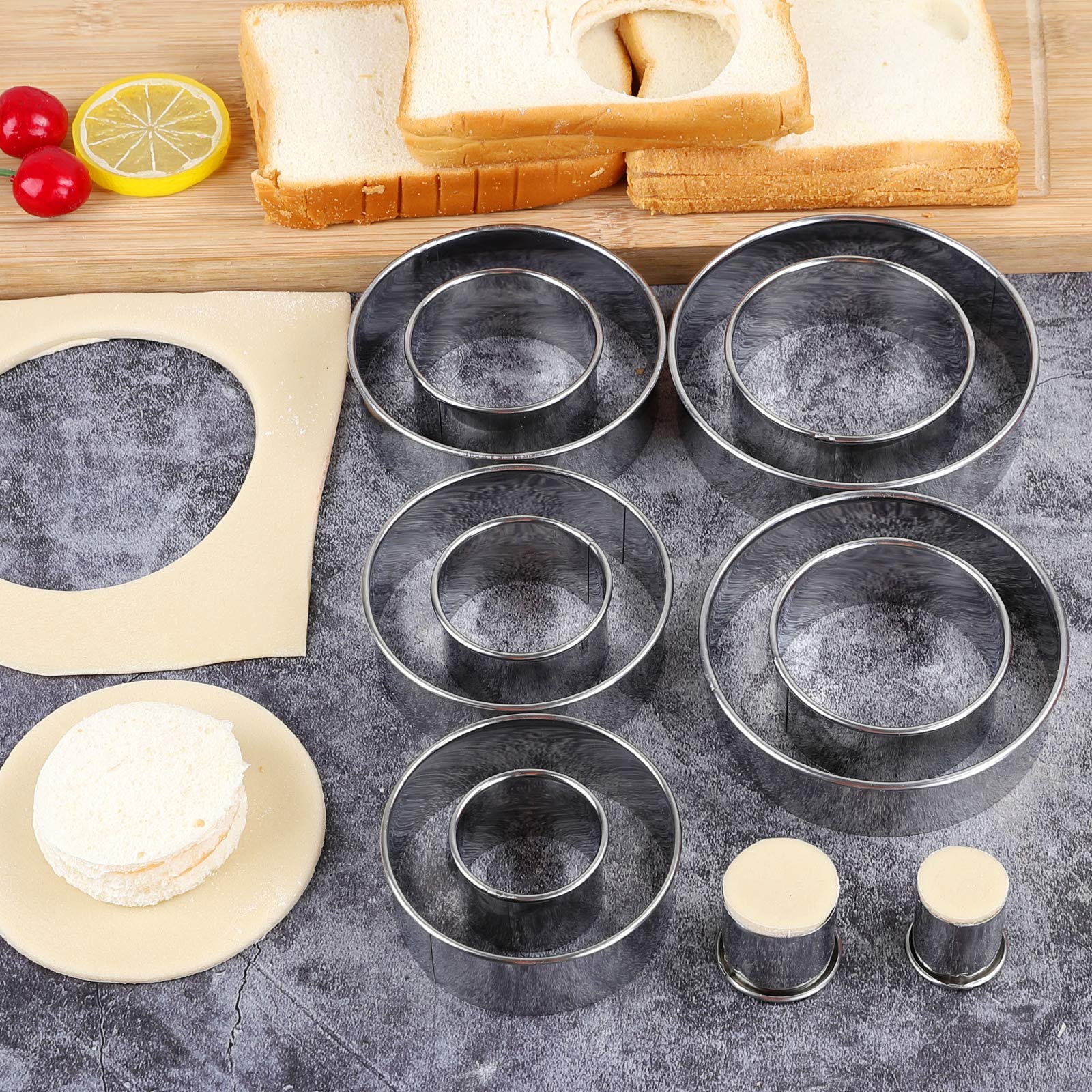 Round Cookie Cutters Set 12 Pieces Bistcuit Cookie Cutters Circle Pastry Cutters Round Donut Ring Molds For Baking For Pastries