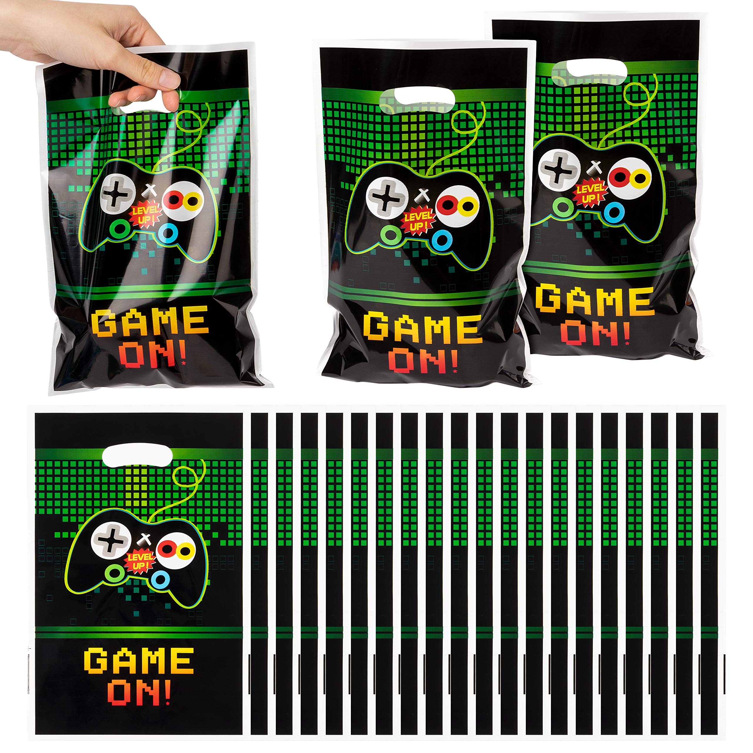 Pantide Video Games Party Favor Bags, Game On Plastic Loot Gifts Bags, Gaming Goody Candy Treat Bags For Kids Video Game Themed