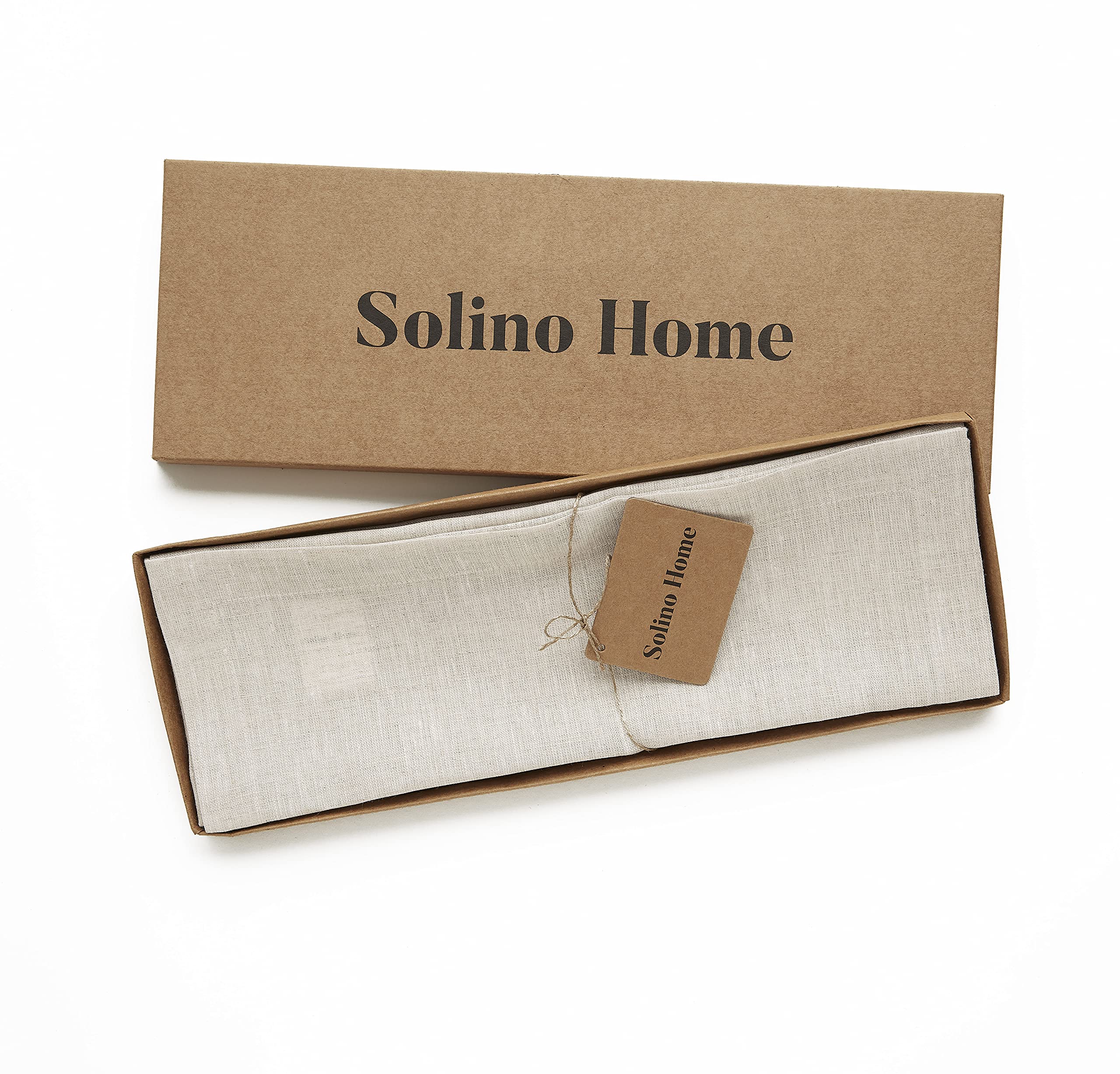 Solino Home Linen Placemats 19'' L X 14'' W Inch - 100% Pure Linen Light Natural Cloth Placemats Set Of 6 - Athena, Washable Fab