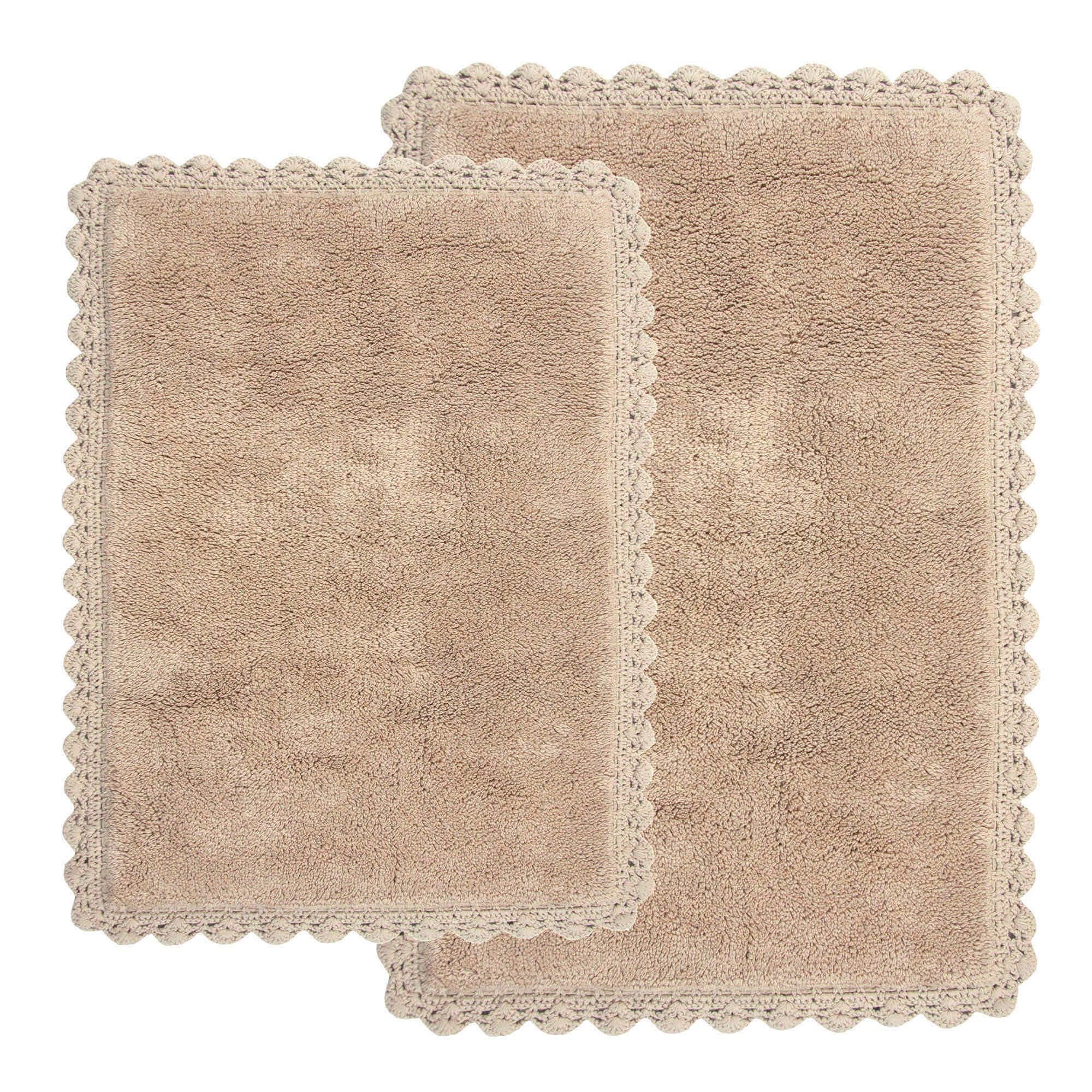 Chesapeake Merchandising Crochet 2-Piece Bath Rug Set, 21'' X 34'' & 17'' X 24'', Linen