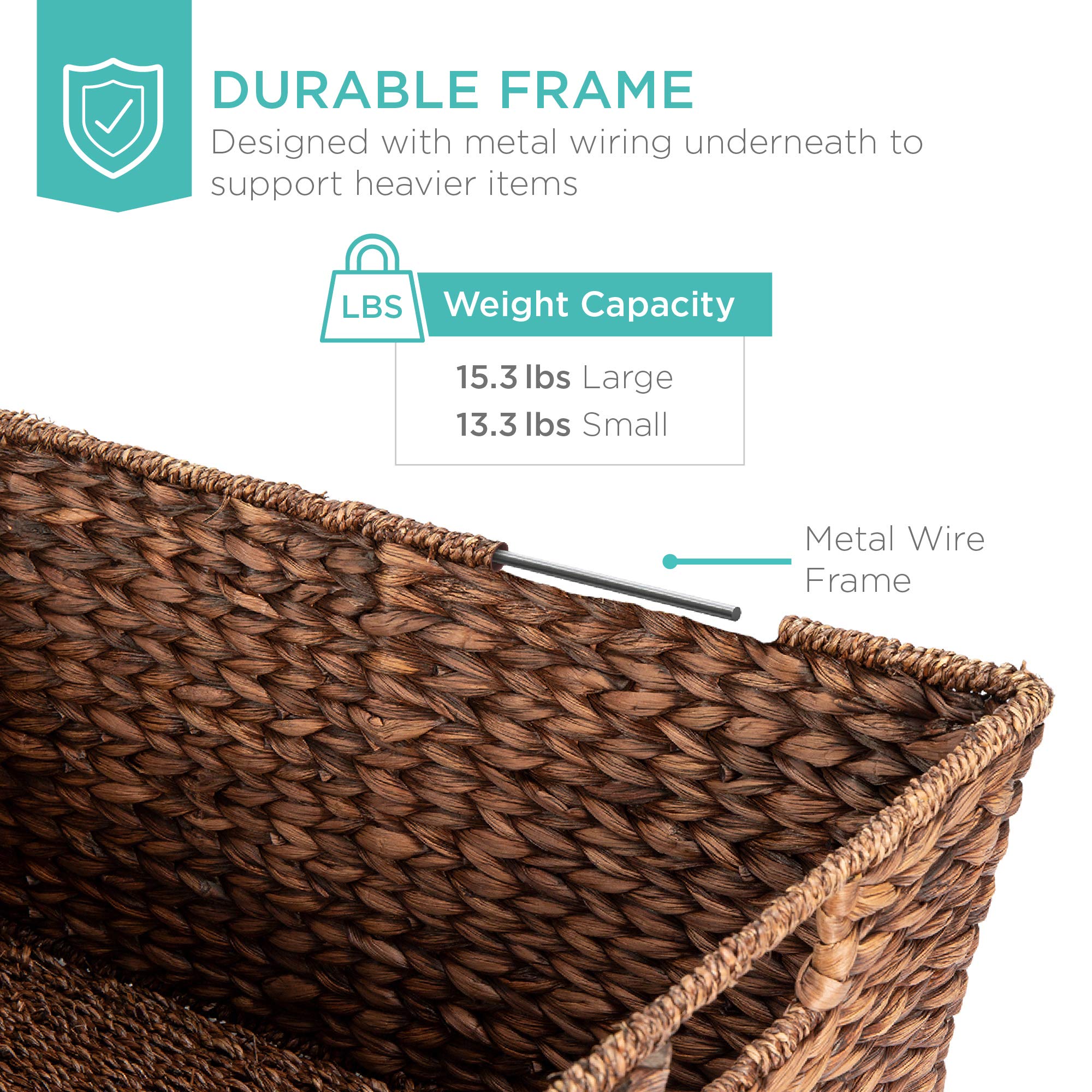 Best Choice Products Set Of 2 Xl Multipurpose Classic Water Hyacinth Chests Oversized Woven Tapered Storage Basket For Organizat