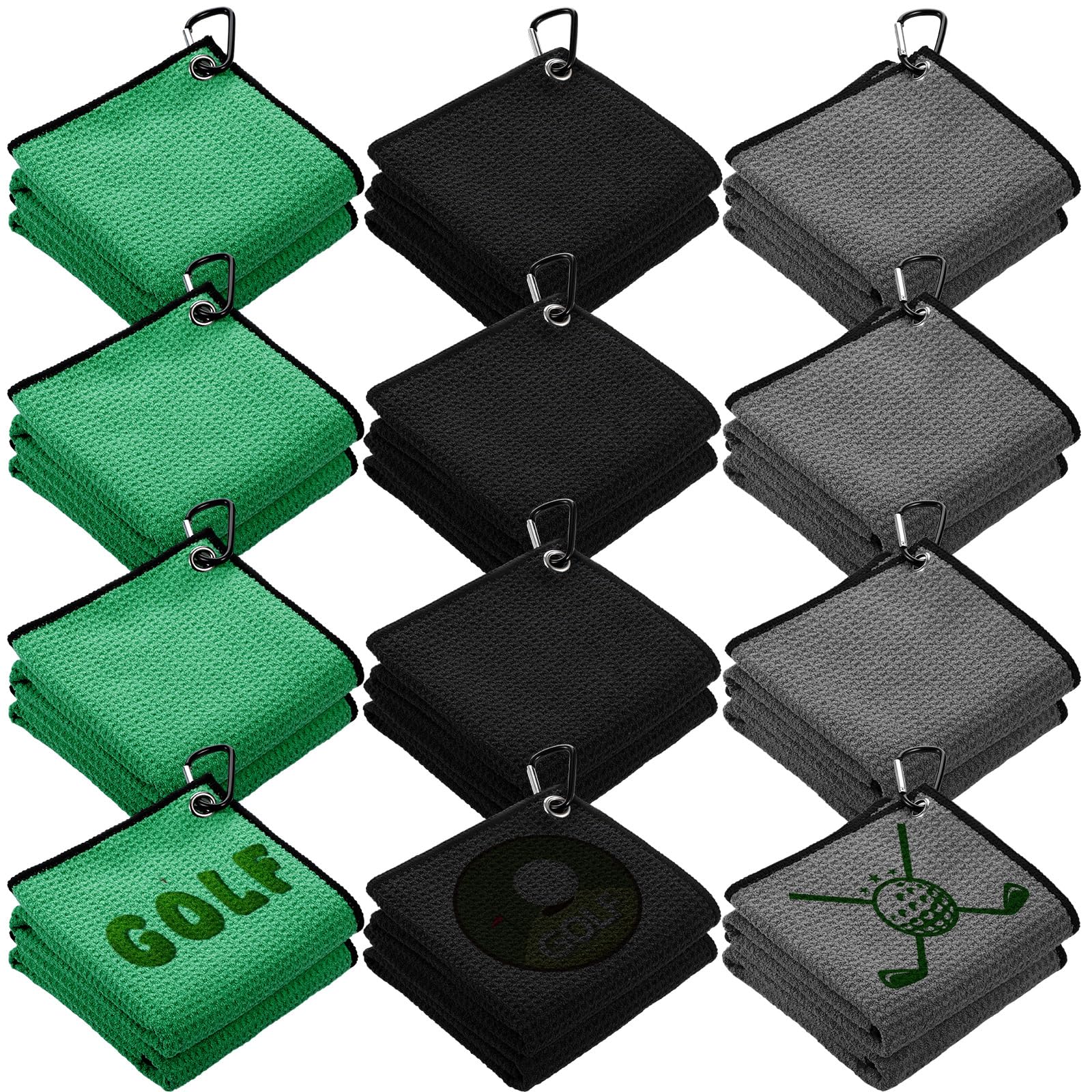 Batiyeer Golf Towel Bulk for Golf Bags 16   x 16   Microfiber Fabric Towel with Clip Waffle Pattern, Fitness, Camping, Hikin