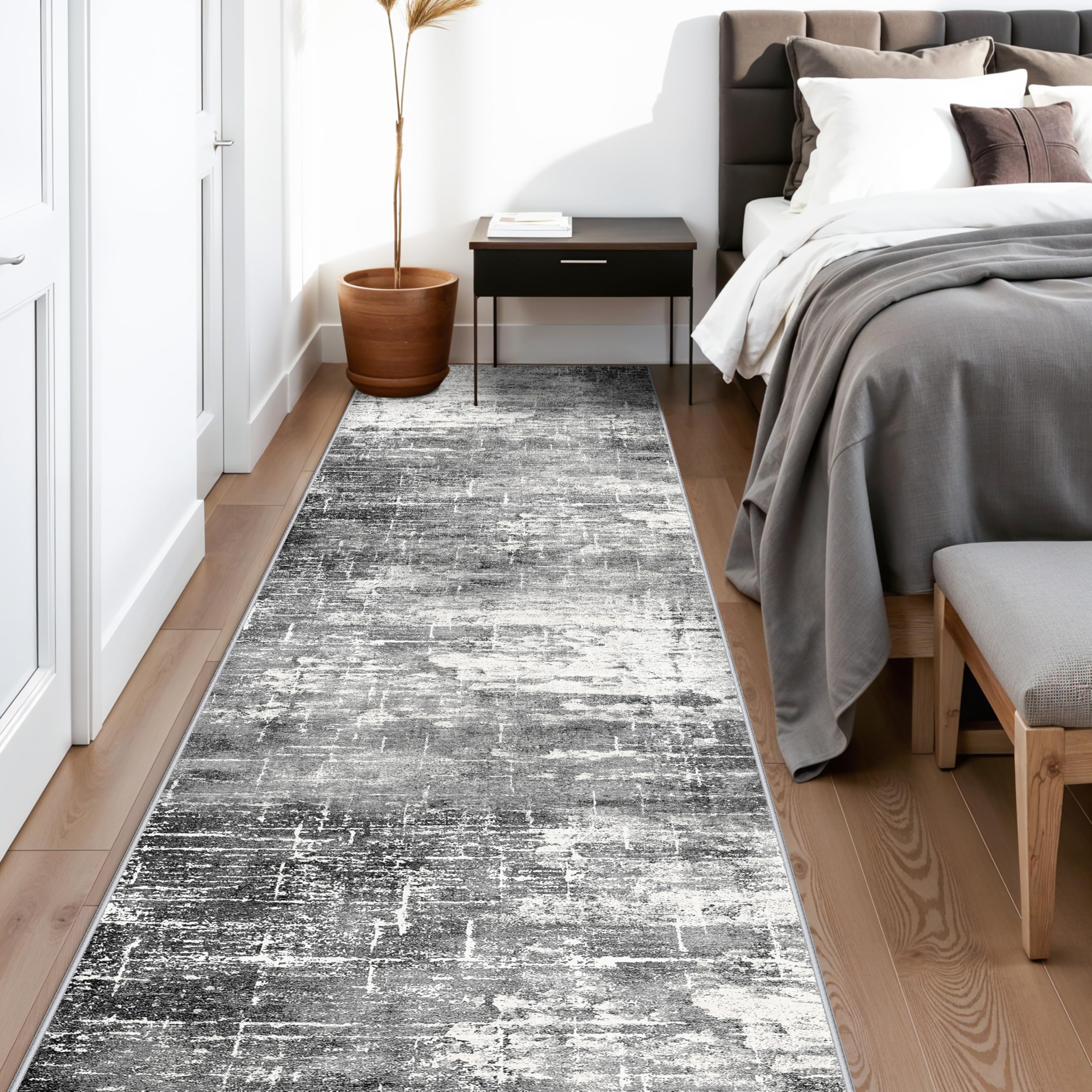 Abstract 14ft Long Runner Rug: Non-Slip Washable Rug Runner Low-Pile Soft Beside Carpet Indoor Farmhouse Entryway Floor Mat Bath