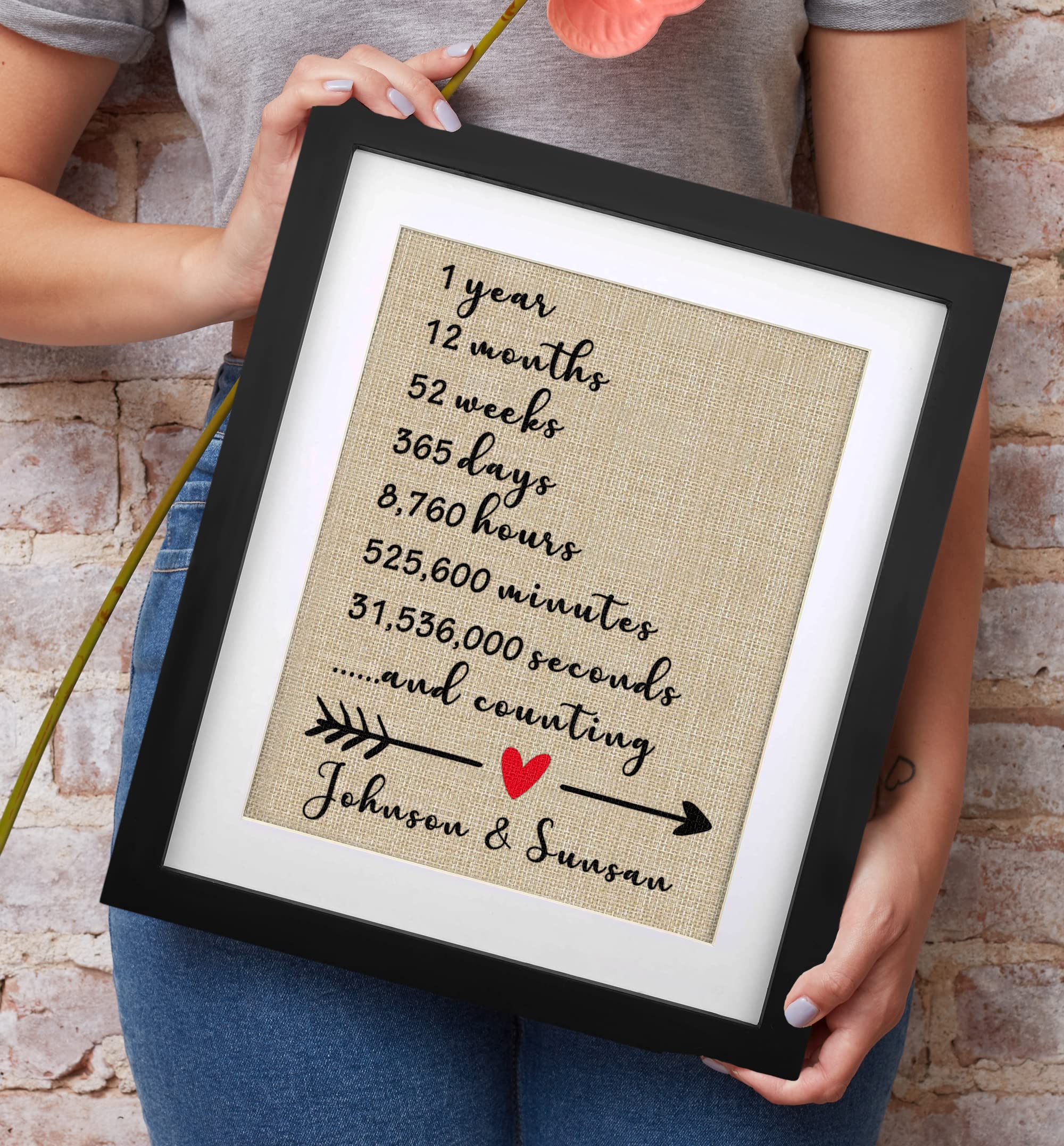 Personalised 1St Anniversary 1St Anniversary Wedding Gift For Husband Or Wife Custom Framed 1 Year Gift For Her, Man
