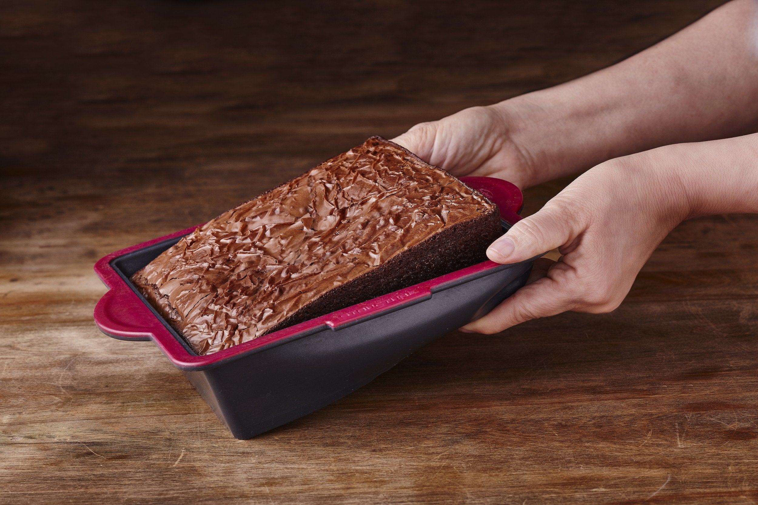 Trudeau Structure Square Novelty Cake Pans In Silicone, Grey/Pink