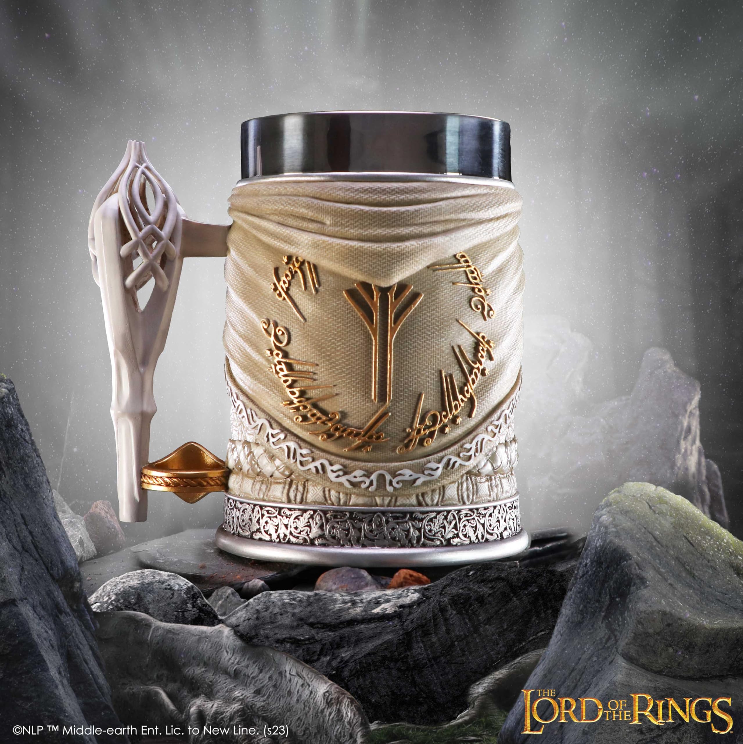 Nemesis Now Lord of the Rings Gandalf The White Tankard 15cm, Resin, White, Officially Licensed Lord of the Rings Merchandise, C