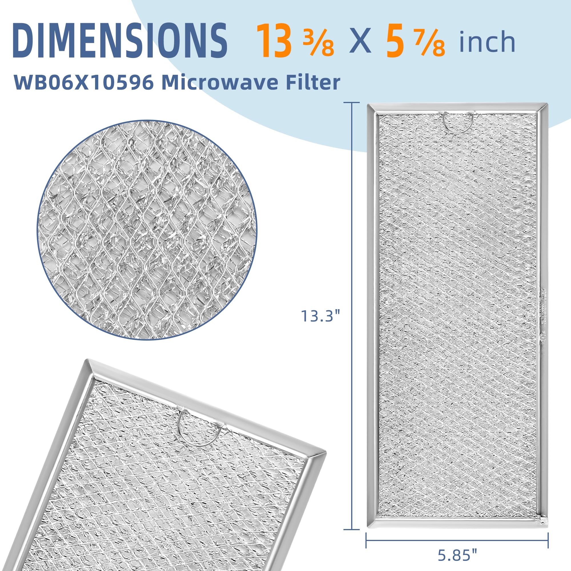 13.3'' X 5.85'' Microwave Grease Filter Replace Wb06X10596 Whirl.Pool S.Amsung G.E Microwaves By Fetechmate, 2-Pack Microwave Fi
