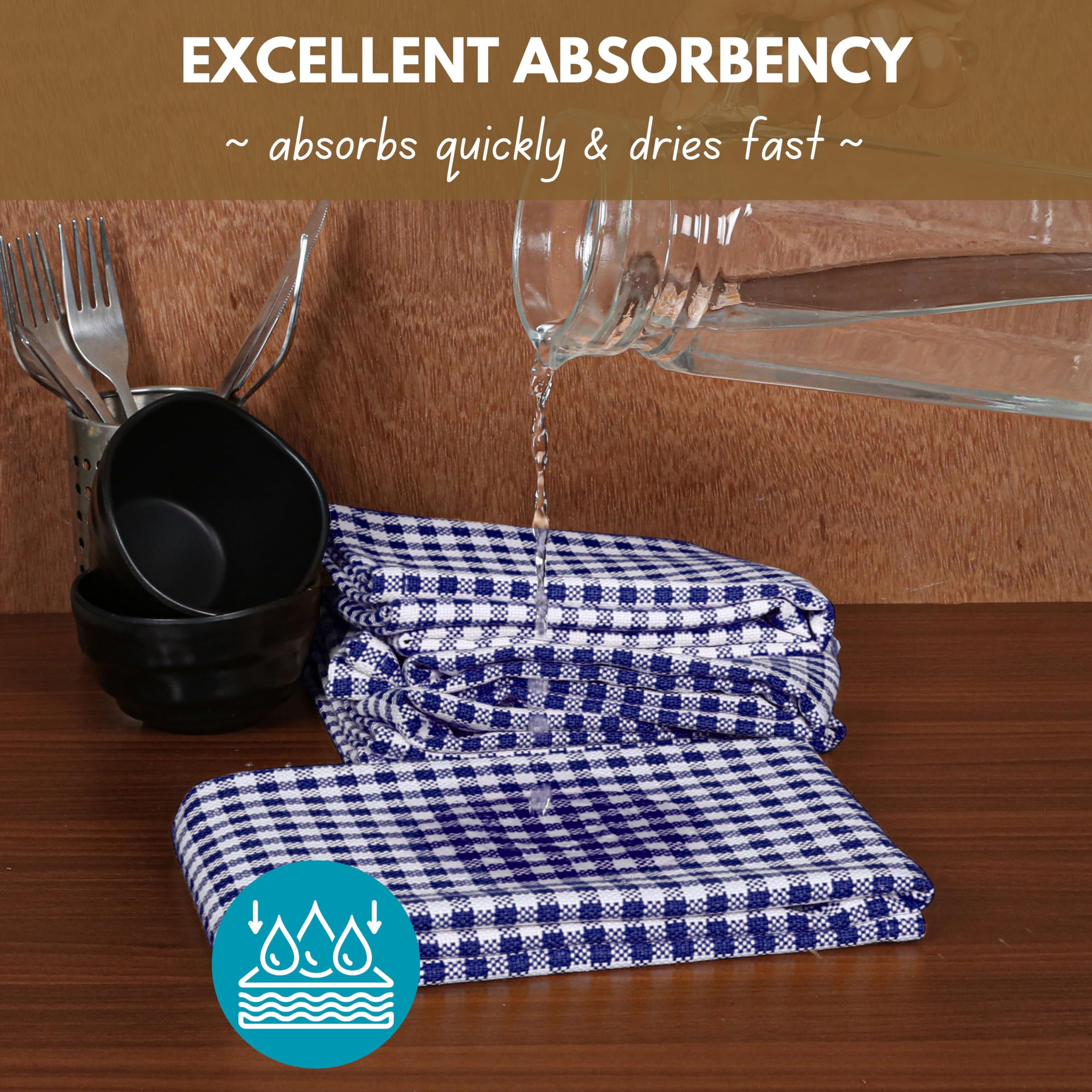 Native Fab Gingham Dish Towels 16X26 Inches Set Of 4 - Absorbent Washable Dishcloths, Dish Towels For Quick Drying Dishes, Kitch