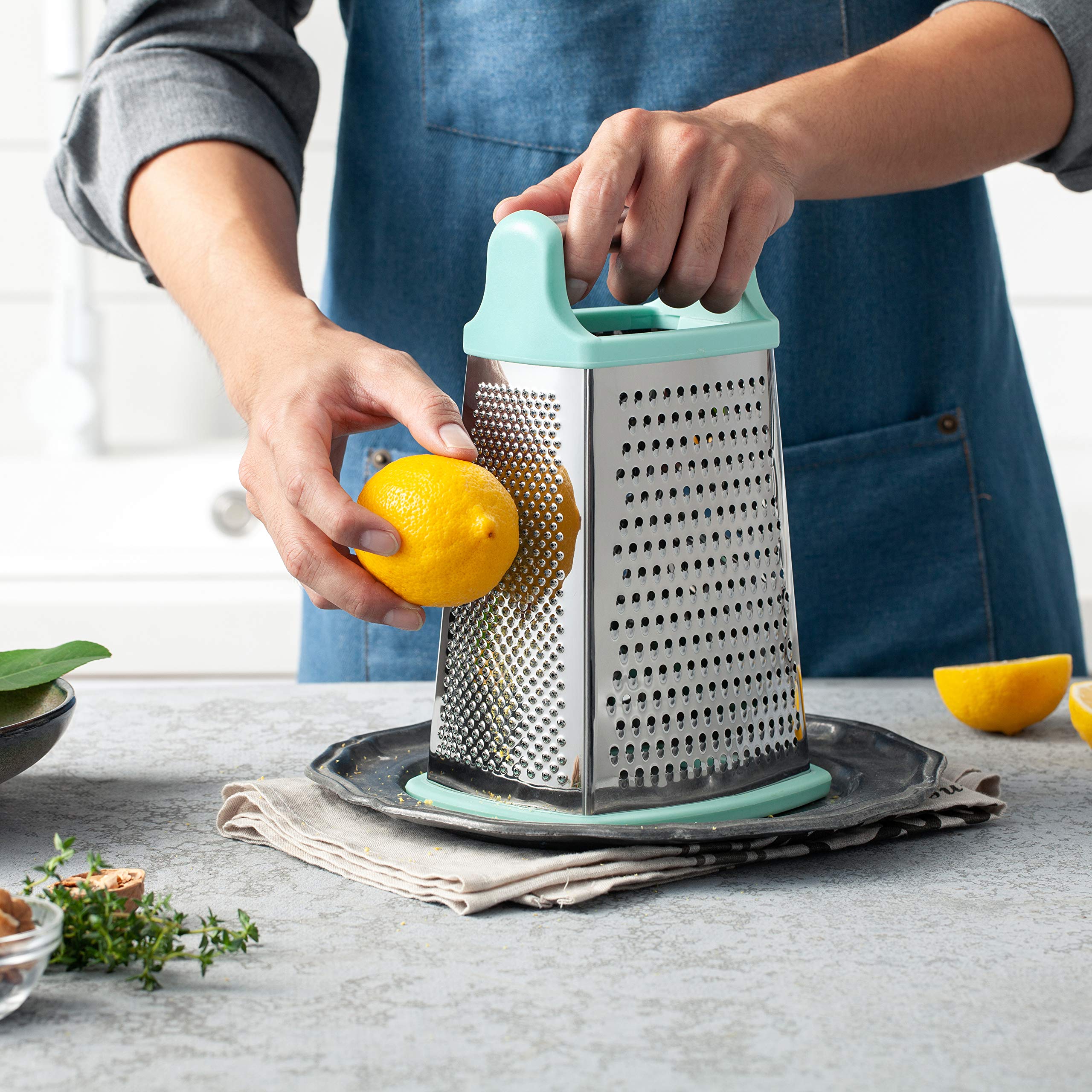 Spring Chef Professional Cheese Grater - Stainless Steel Box Grater For Kitchen, Xl Size - Perfect 4 Sided Shredder For Parmesan