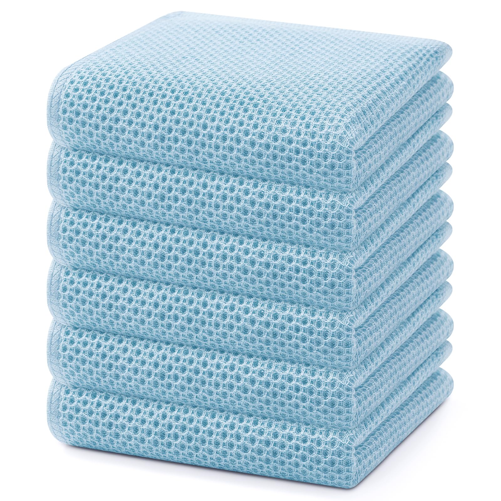 Homaxy 100% Cotton Waffle Weave Kitchen Dish Towels, Ultra Soft Absorbent Quick Drying Cleaning Towel, 13 x 28 Inches, 6-Pack, S