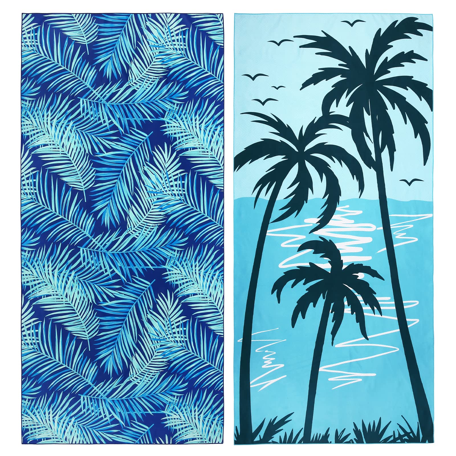 2 Pack Oversized Microfiber Pool Towel, 75x 35, Sand-Free, Quick Drying, Super Absorbent