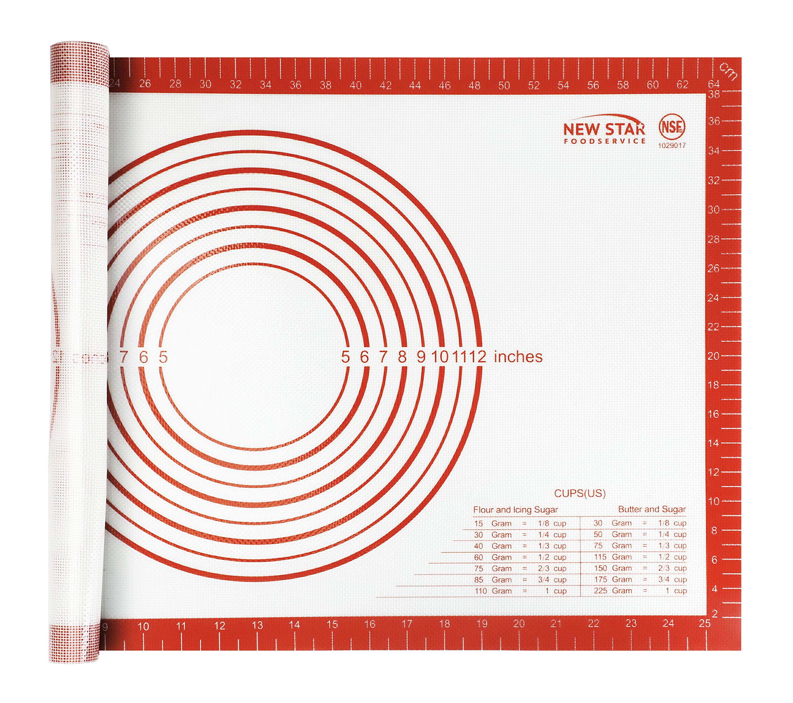 New Star 1029017 Non-Slip Silicone Pastry Mat, Extra Large With Measurements, 16X26'', Nsf International Certified