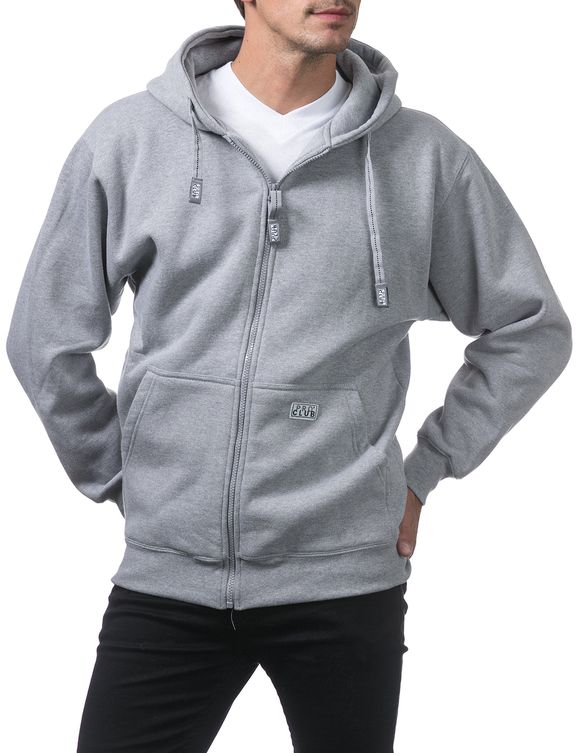 Pro Club Mens Heavyweight Full Zip Fleece Hoodie, Heather Gray, 7X-Large