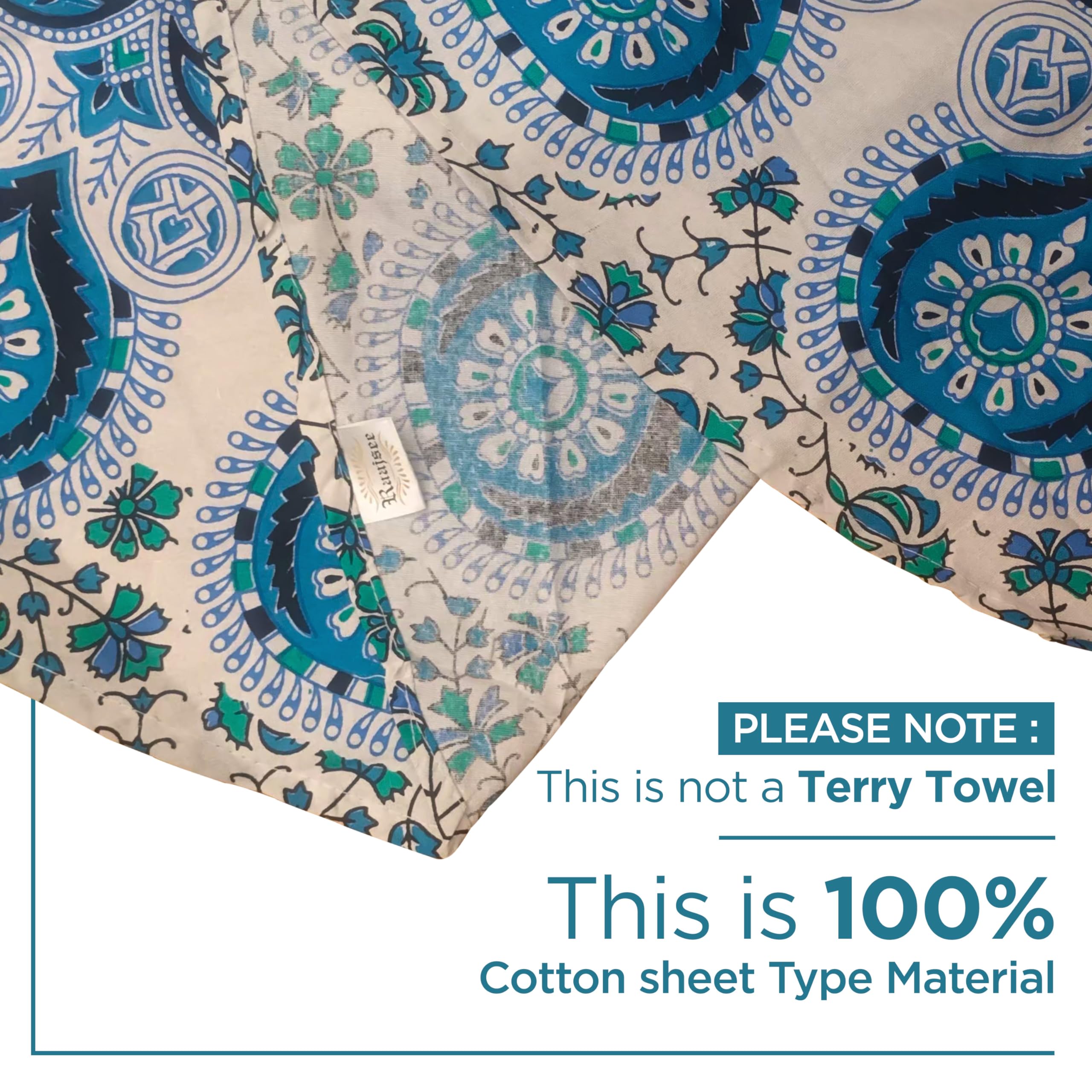 Raajsee White Blue Mandala Round Beach Tapestry Hippie/Boho Beach Blanket Roundie/Indian Cotton Throw Bohemian Round Table Cloth