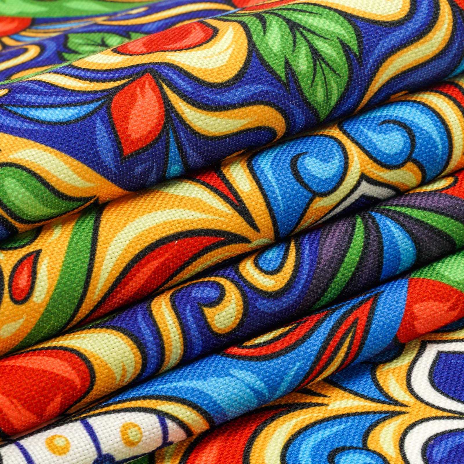 Mexican Talavera Ceramic Tile Pattern Linen Table Runners Dinner Table Setting Dresser Scarves Farmhouse Style For Party Holiday