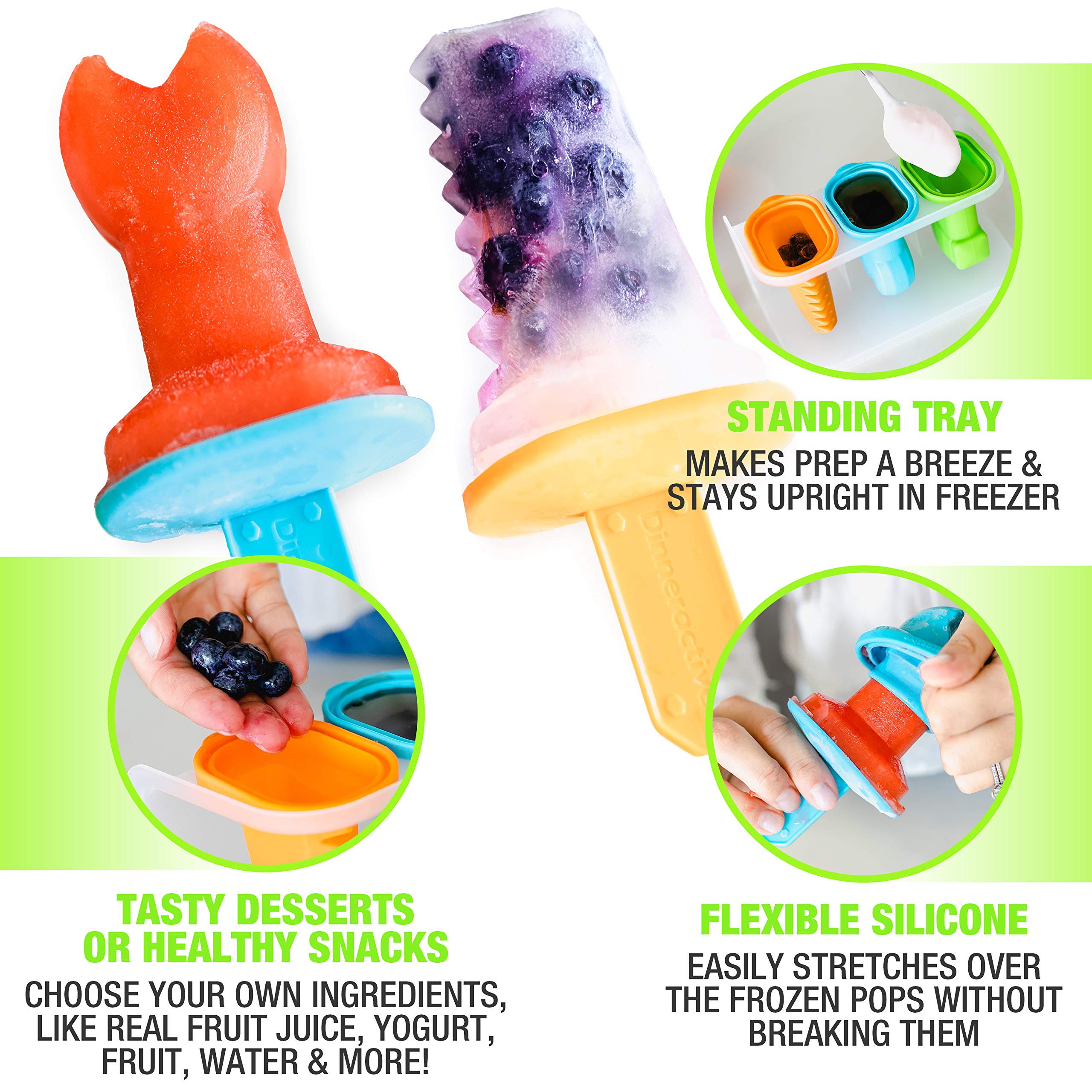 Dinneractive Play Pop Popsicle Molds - 3 Pc Tool Themed Set - Reusable Silicone Molds For Diy Popsicles For Kids