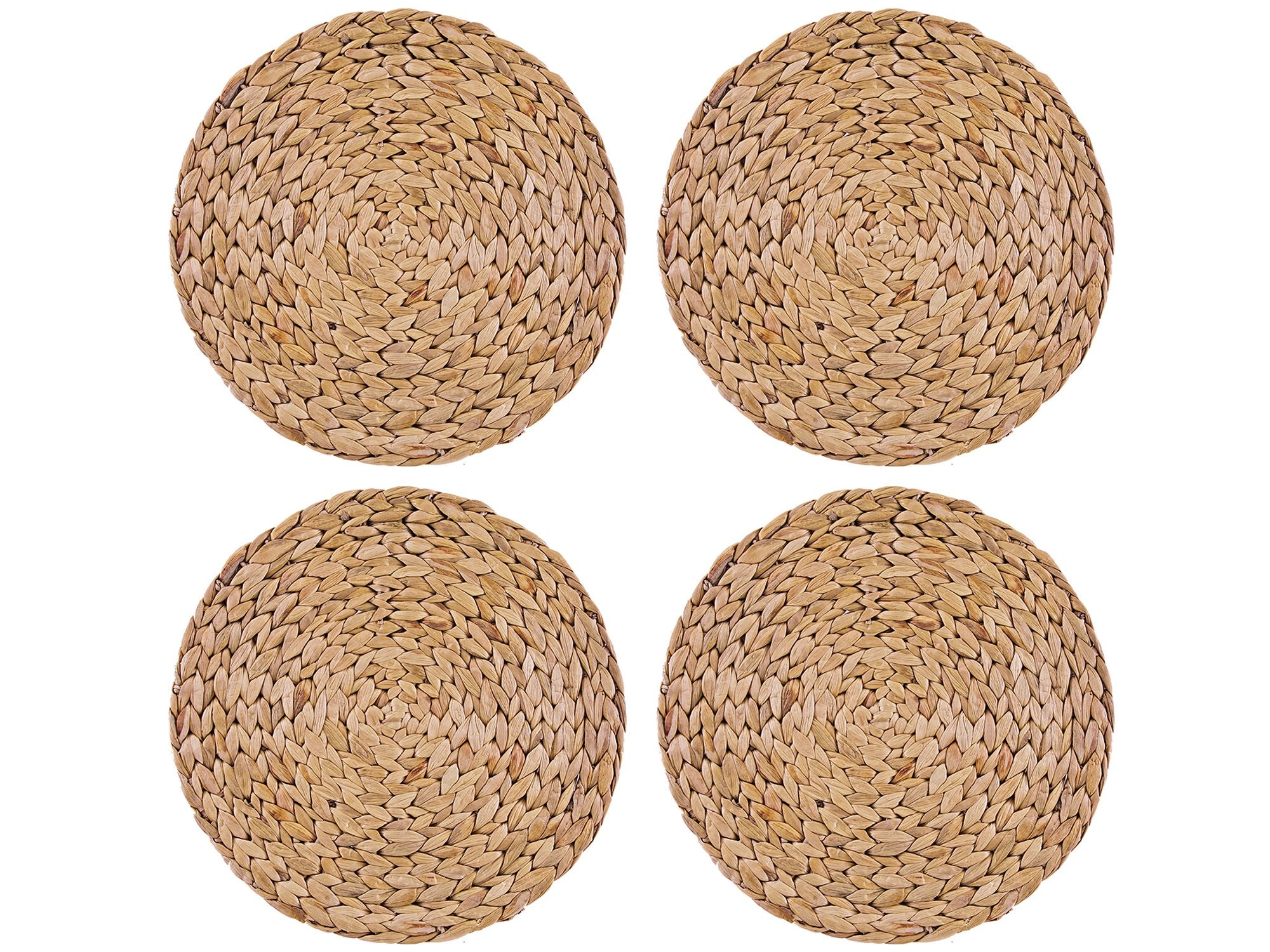 Creative Tops 12-Inch Round Natural Water Hyacinth Weave Placemats Tablemats, Set Of 4