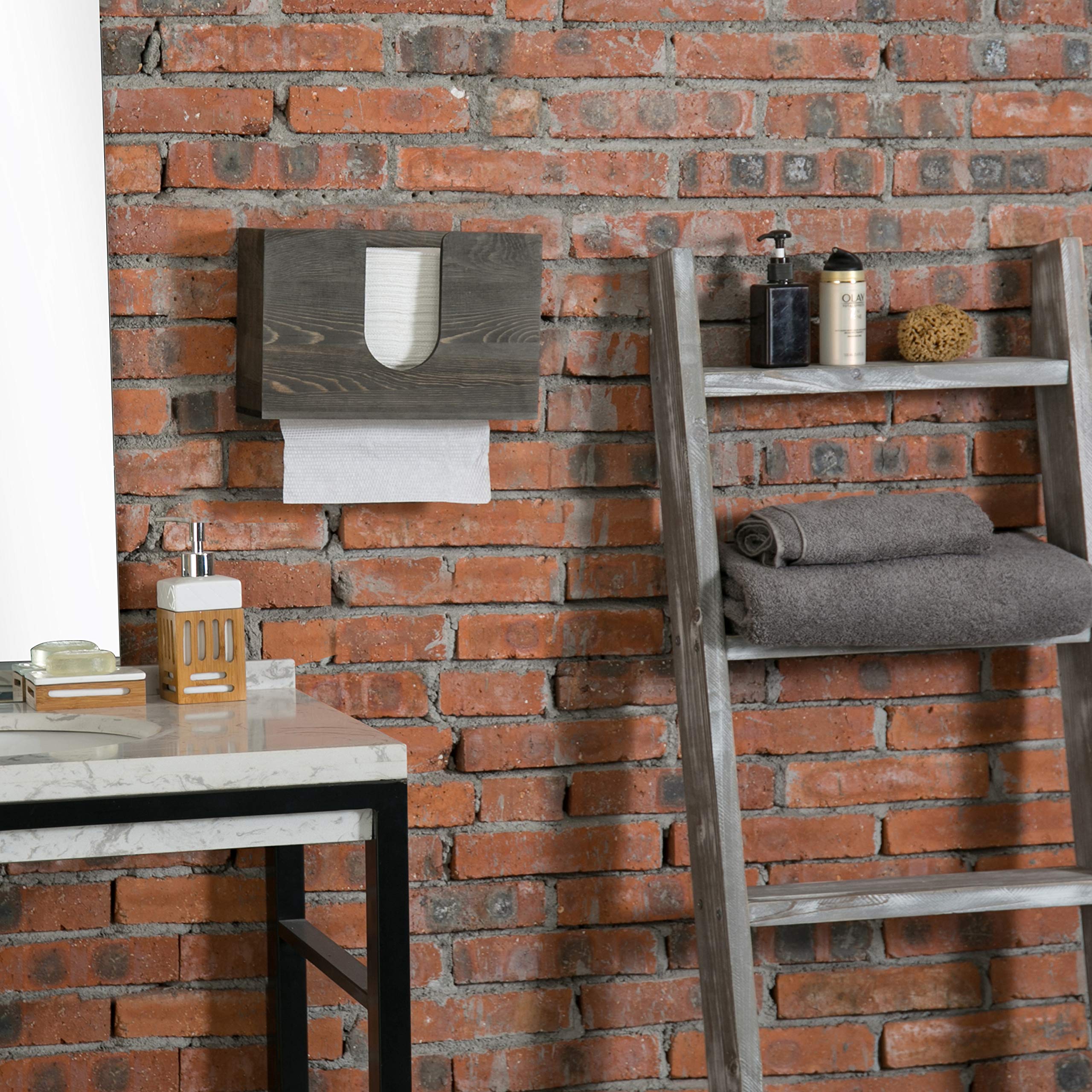 Mygift Wall Mounted Bathroom Paper Hand Towel Holder In Vintage Gray Wood Finish, Fits Tri Fold, Multifold, C Fold, Z Fold, Disp