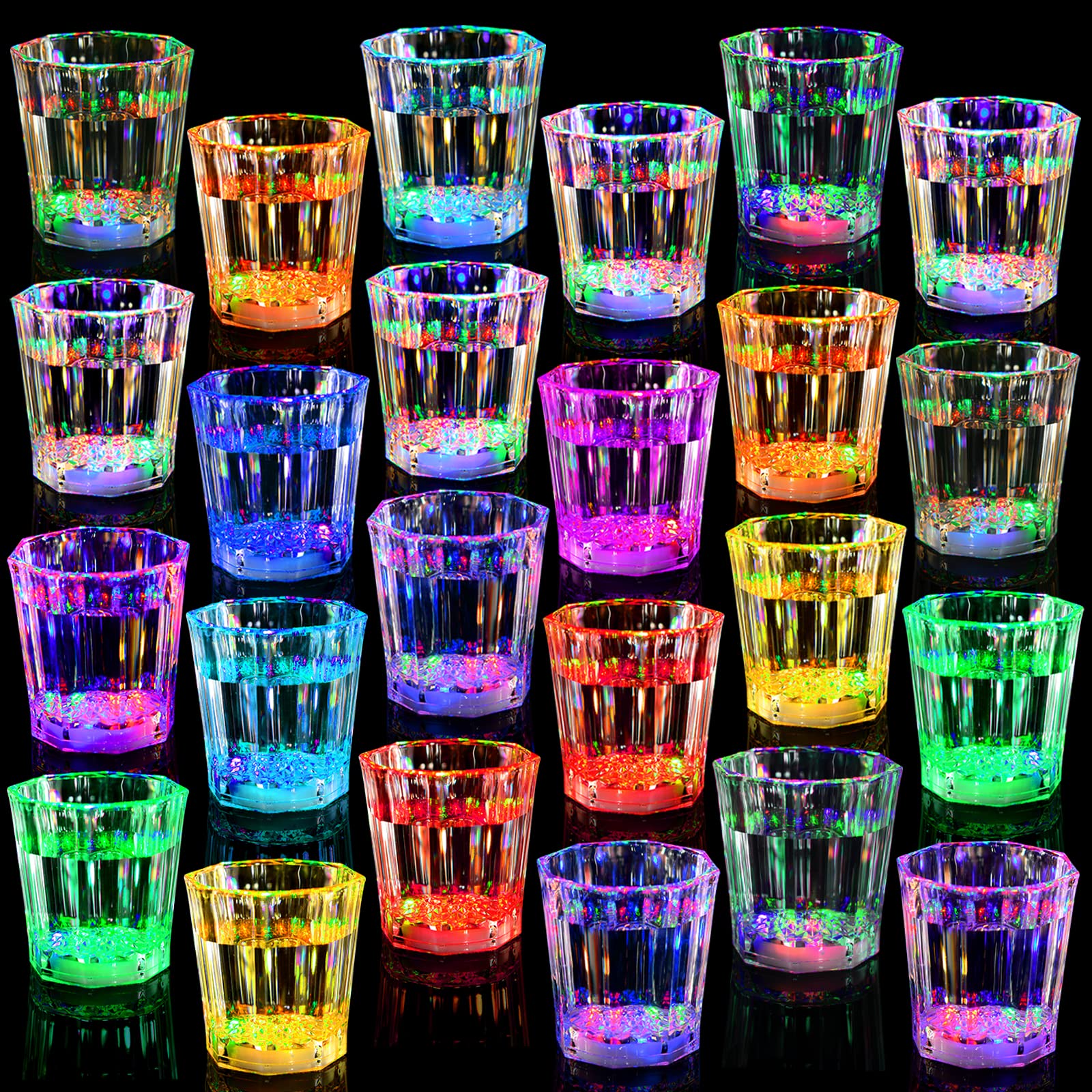 24 Pcs Light Up Shot Glasses For Adults Guests Kids Glow In The Dark Birthday Led Shot Glass Glowing Party Cups For Night Club,C