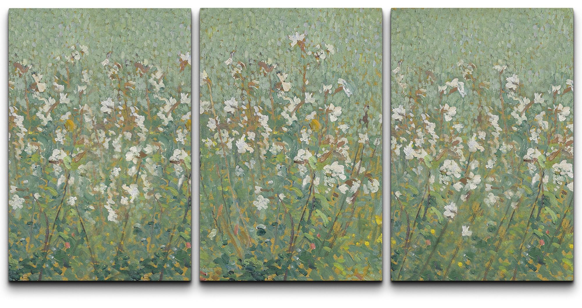 Wall26 Canvas Print Wall Art Set Emerald Green Monet White Flower Field Nature Wilderness Illustrations Modern Art Decorative Fl