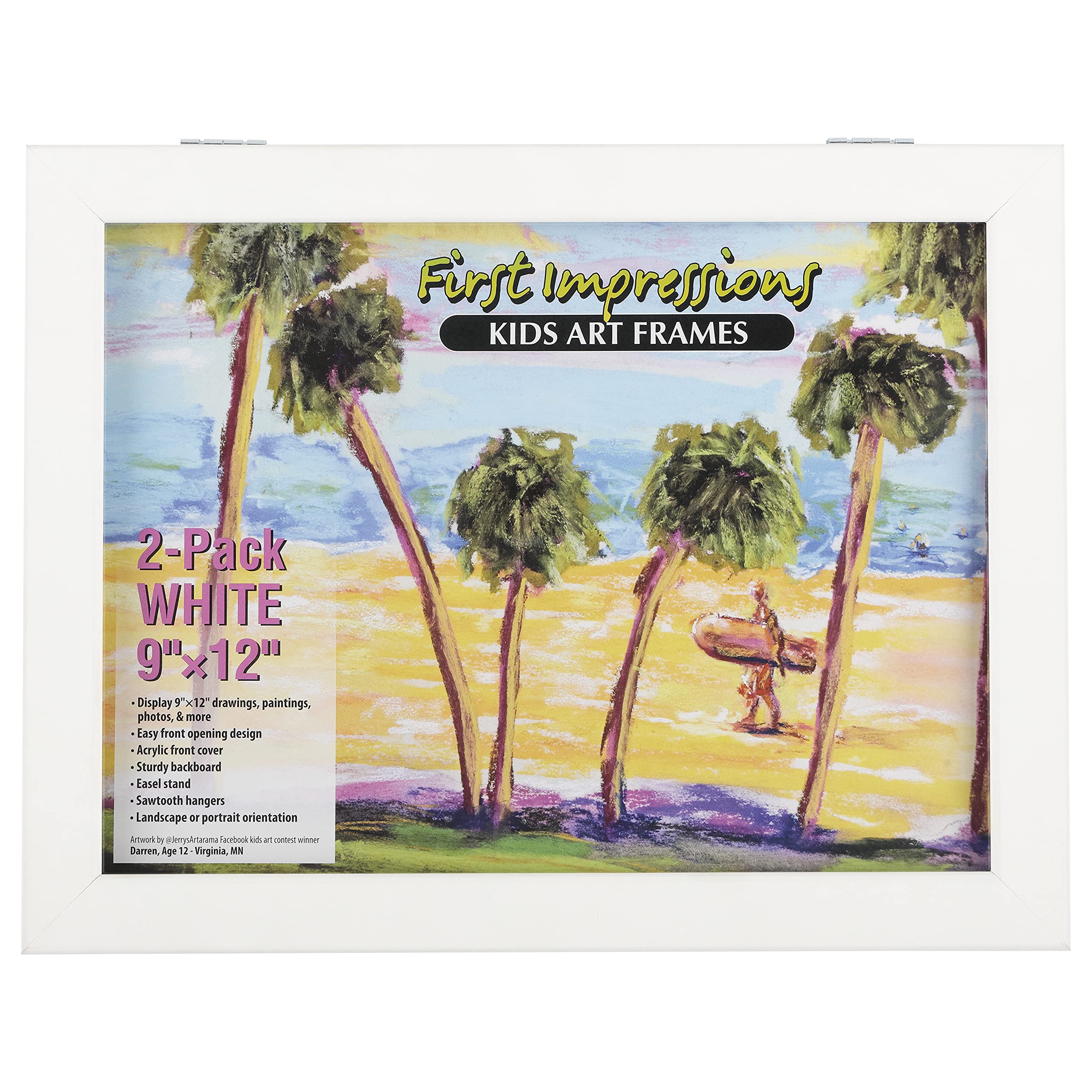 Creative Mark First Impressions Kids Interchangeable Artwork Frame with Storage, 2 Pack, Easy to Change Front Opening, Holds Mul