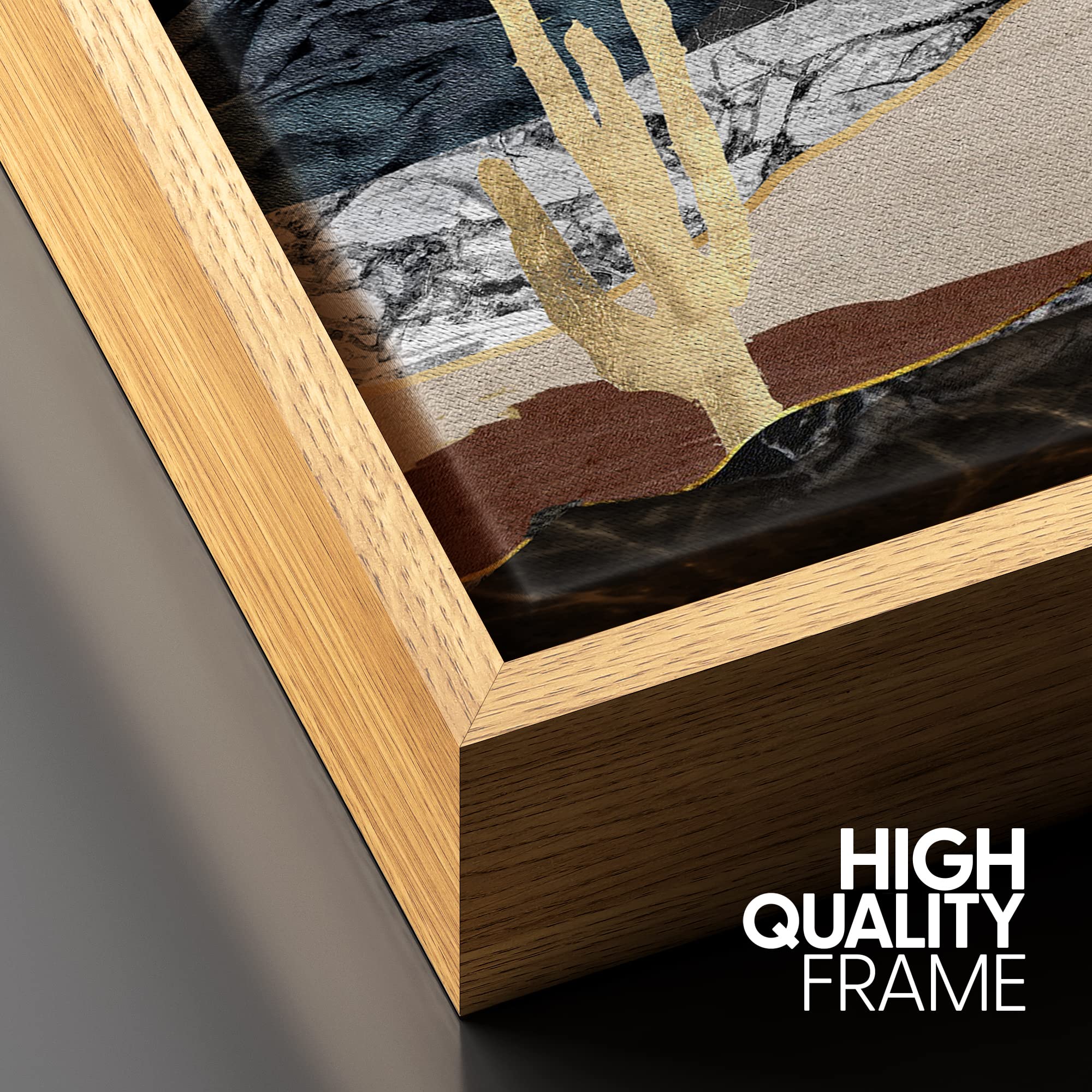 Signford Framed Canvas Print Wall Art Set Golden Marble Mountain Sun Range Nature Wilderness Illustrations Modern Art Farmhouse/