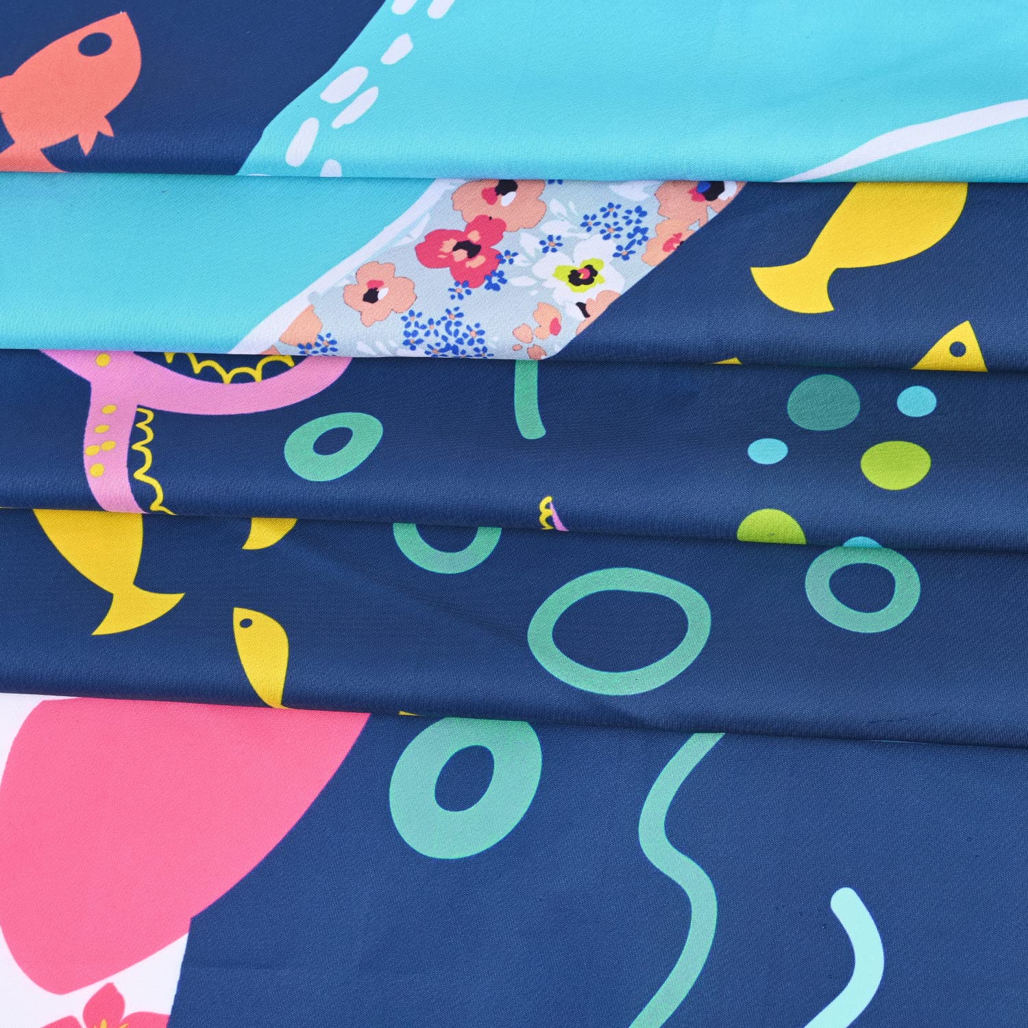 Rosielily Fish Shower Curtain, Kids Shower Curtains Set With 12 Hooks, Whale Shower Curtain, Sea Animal Bathroom Decor Curtain F