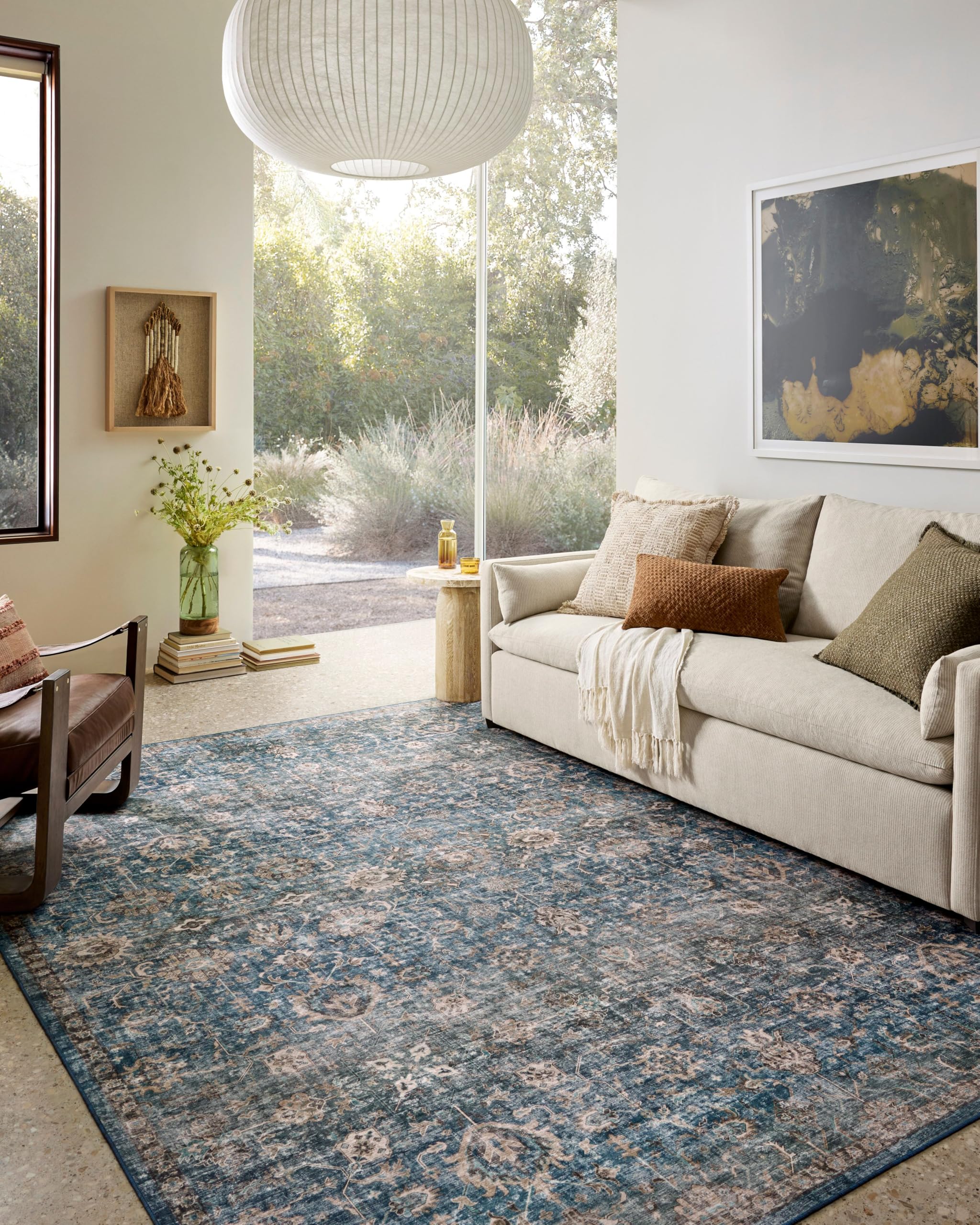 Loloi Anniston Collection ANS-02 Lagoon/Natural 5-0 x 7-6 Machine Wash Area Rug