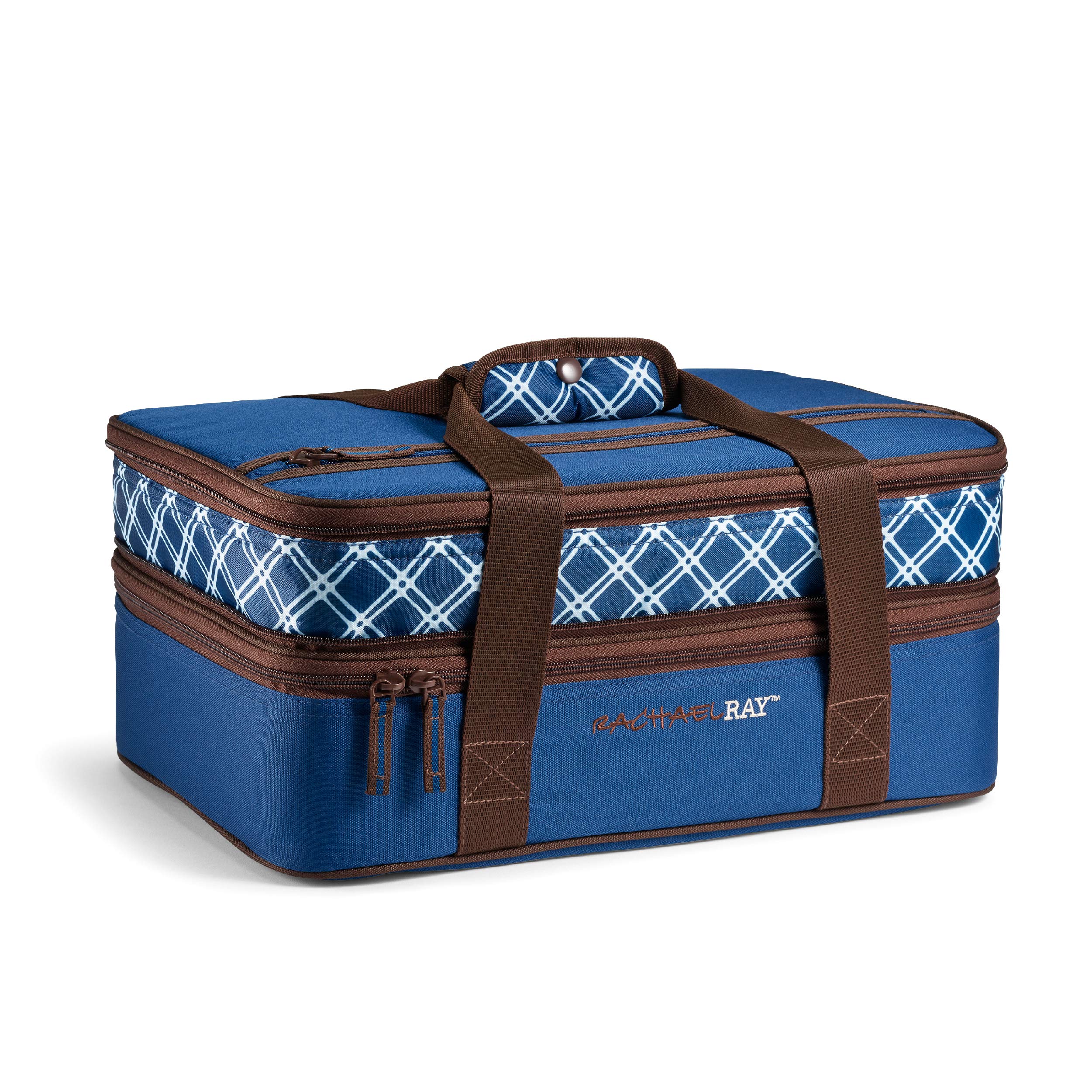 Rachael Ray Expandable Insulated Casserole Carrier for Hot or Cold Food, Thermal Lasanga Lugger Tote for Pockluck, Parties, Picn