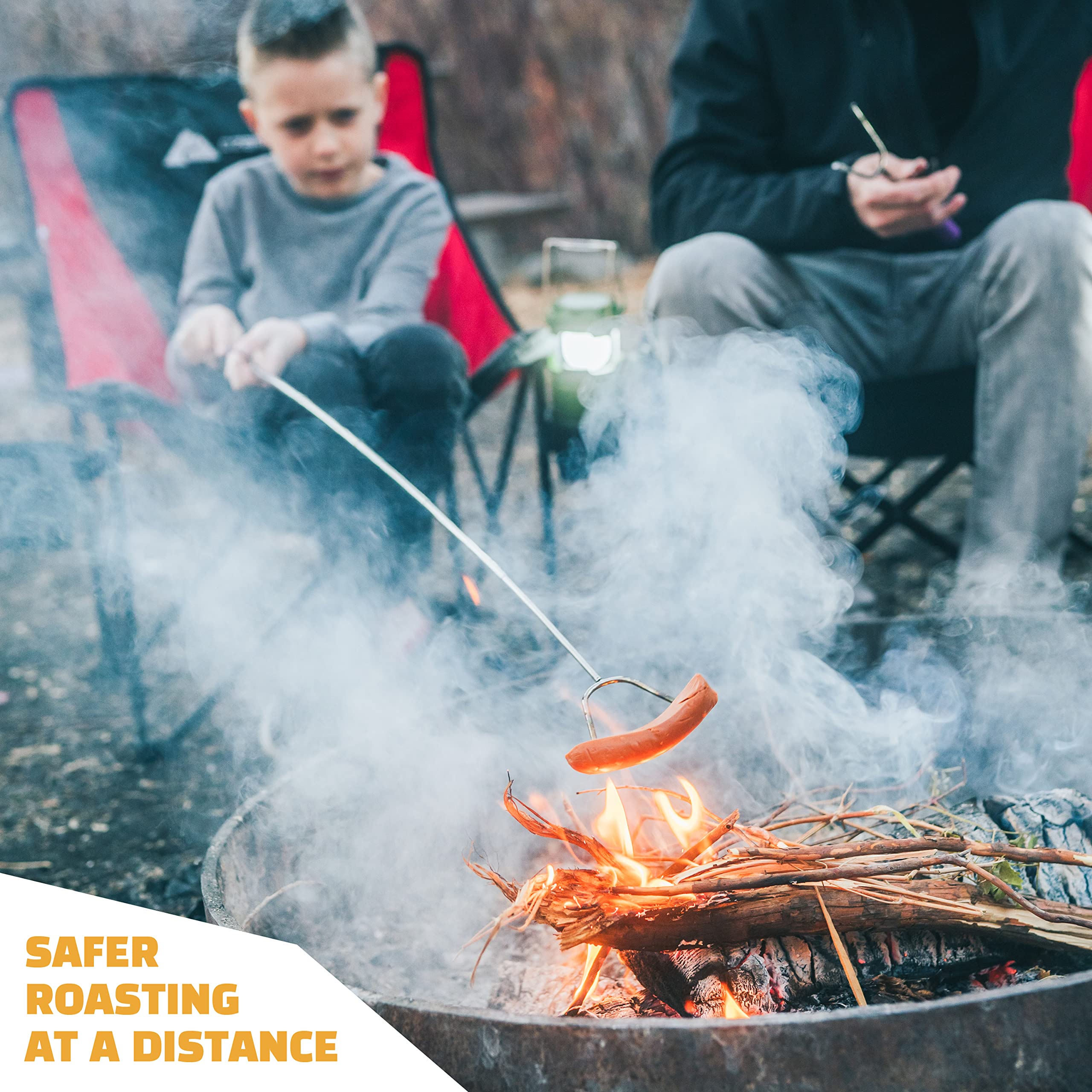 MalloMe Marshmallow Roasting Sticks Smores Kit - Marshmallows Smores Sticks for Fire Pit Long - Camping Campfire Accessories S'mores Gift Set- Smore Hot Dog Roaster Marshmello Skewers - 34Inch 10 Pack