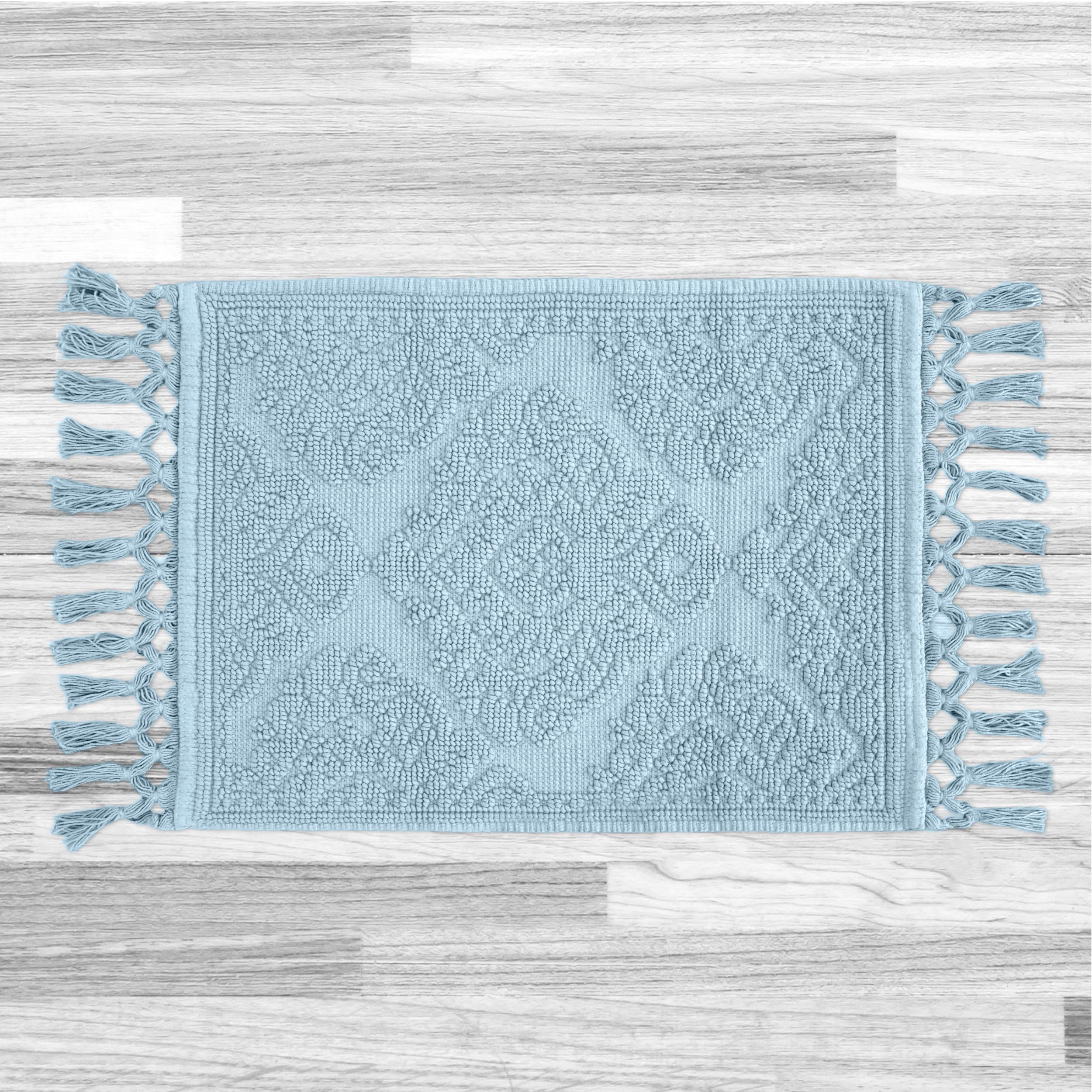 Jean Pierre - Ricardo Bath Mat, Woven Fringe Bathroom Rugs, 100% Cotton, Premium Bathroom Decor - Measures 21'' X 41'' - Light B