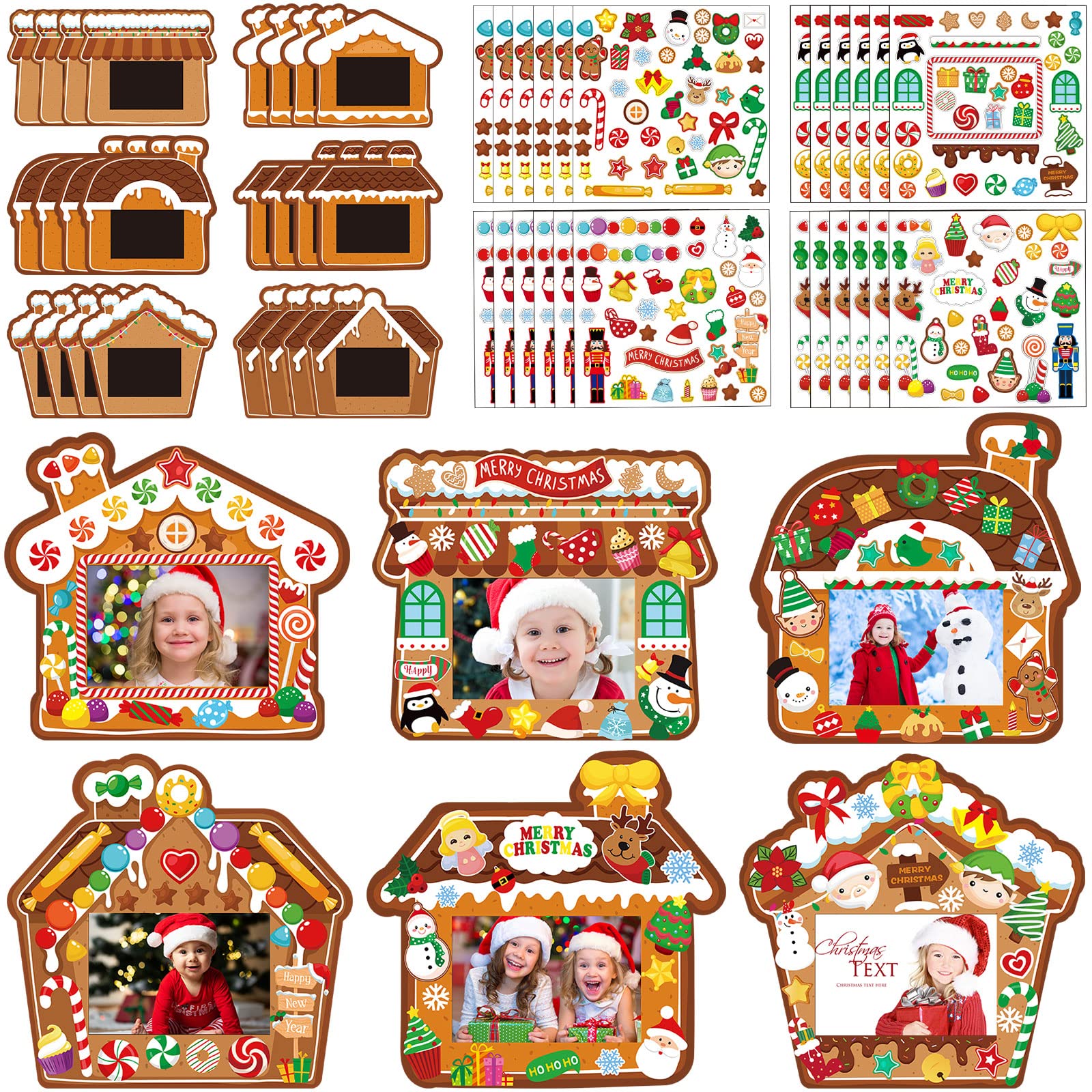 Funrous Christmas Picture Frame Box Ornaments Hanging Decorations DIY Craft Set for Tree Xmas Party (24 Pcs)
