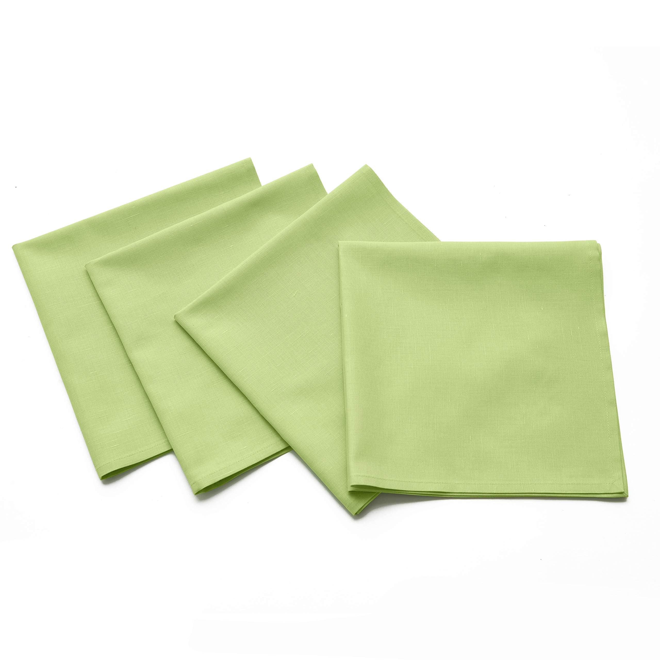 Solino Home Dinner Napkins 20 x 20 Inch - Dru Cotton Linen Apple Green Cloth Napkins Set of 4 for St Patricks Day, Spring, East