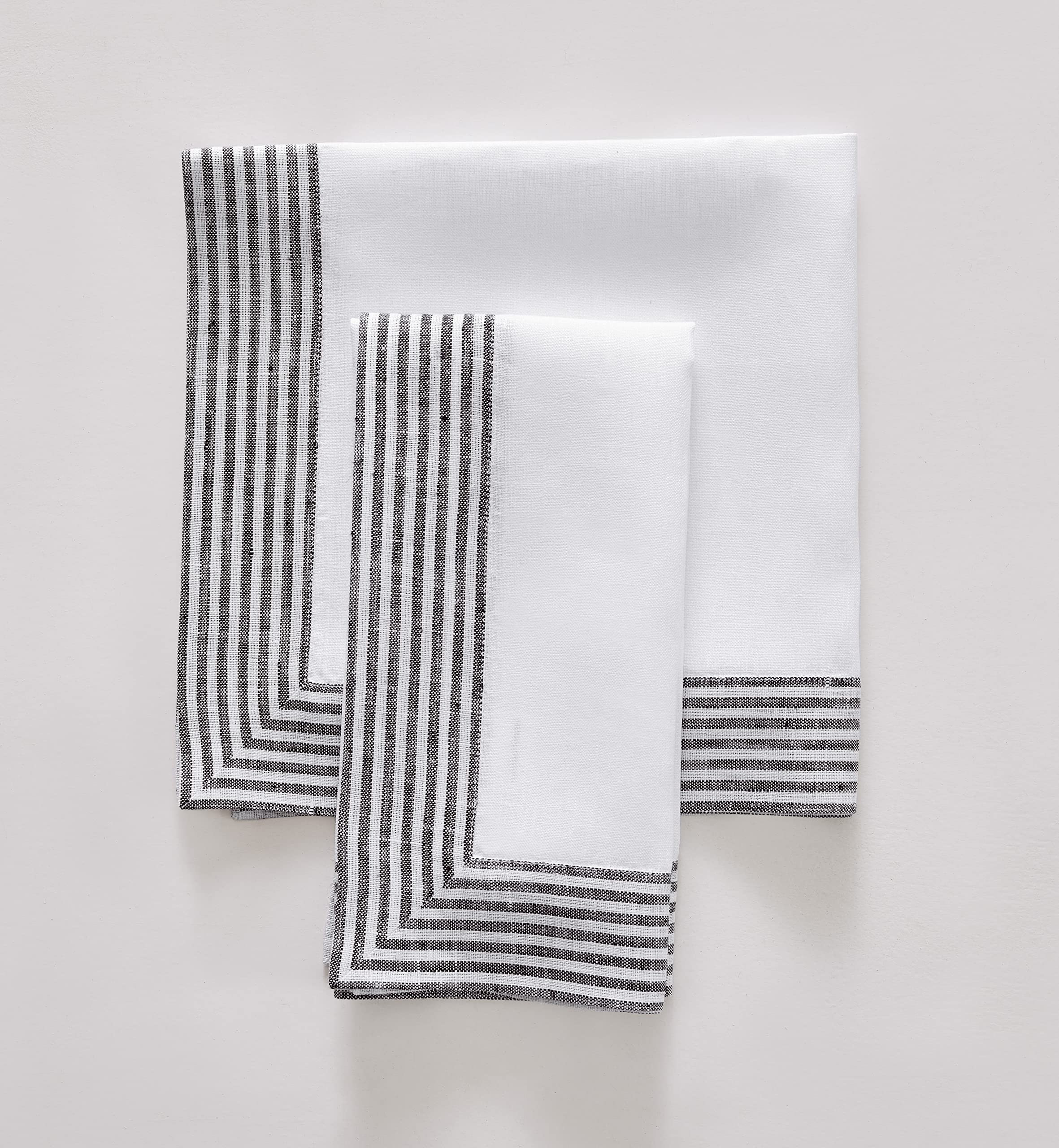 Solino Home Linen Dinner Napkins 20 X 20 Inch - 100% Pure Linen Black Cloth Napkins Set Of 4 - Lucca, Handcrafted And Machine Wa