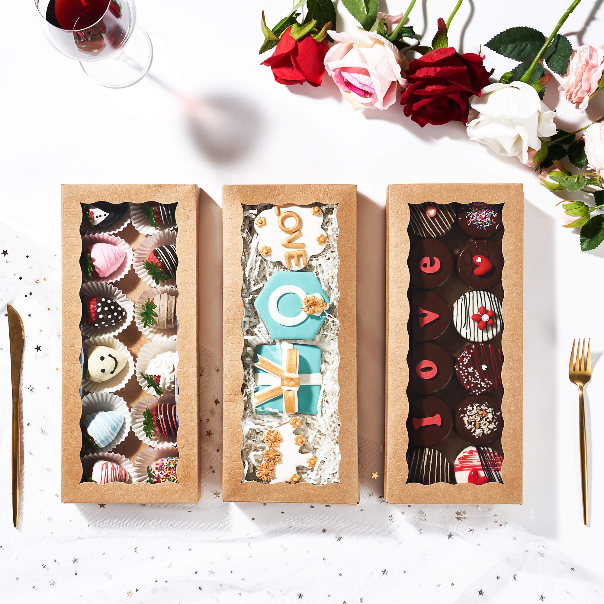 Jcxgrvc 24Pcs 12 X 5 X 1.5 Inches Premium One Piece Cookies Boxes, Bakery Boxes For Father'S Day And Holiday Cookie Gift Sets