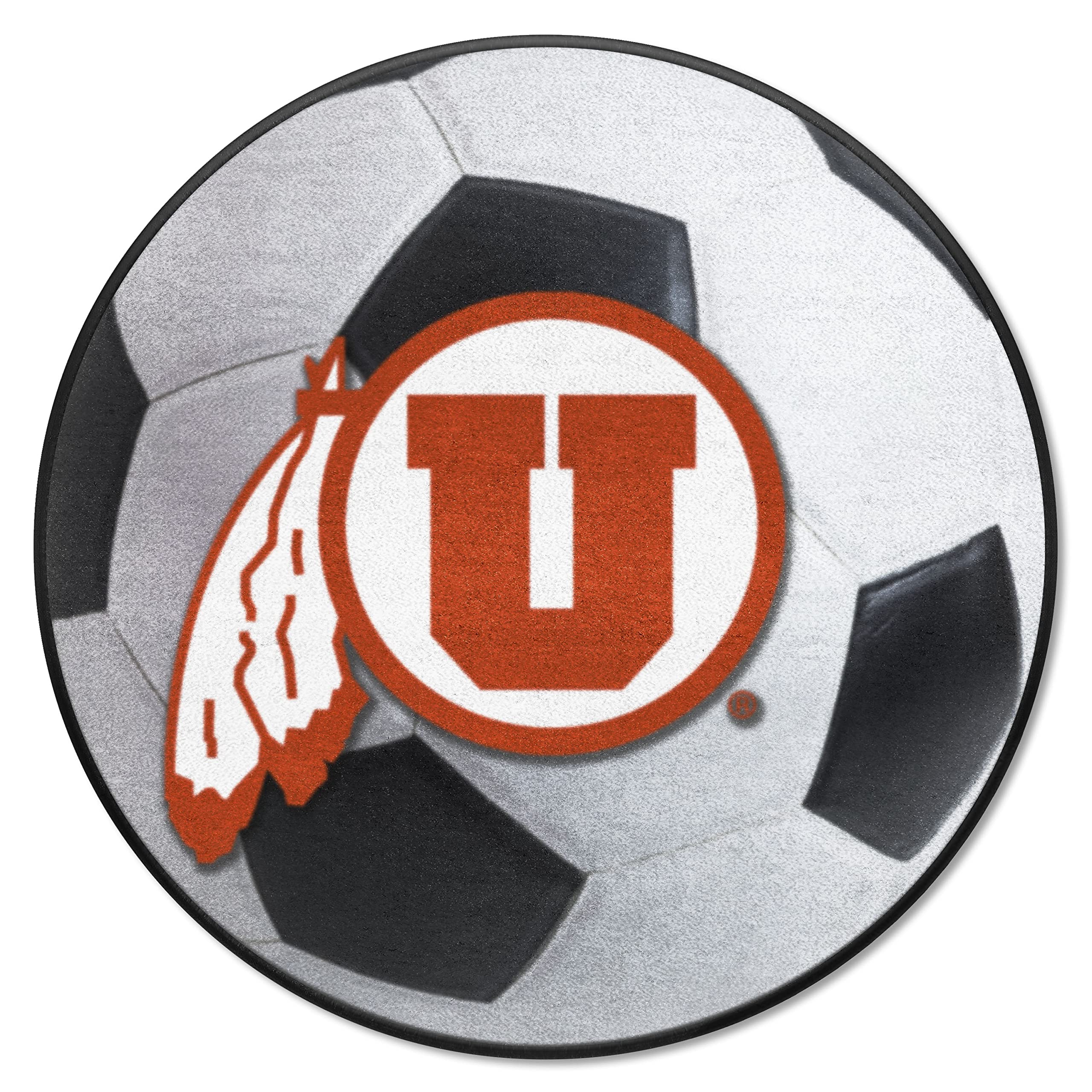 FANMATS 3129 Utah Utes Soccer Ball Rug - 27in. Diameter