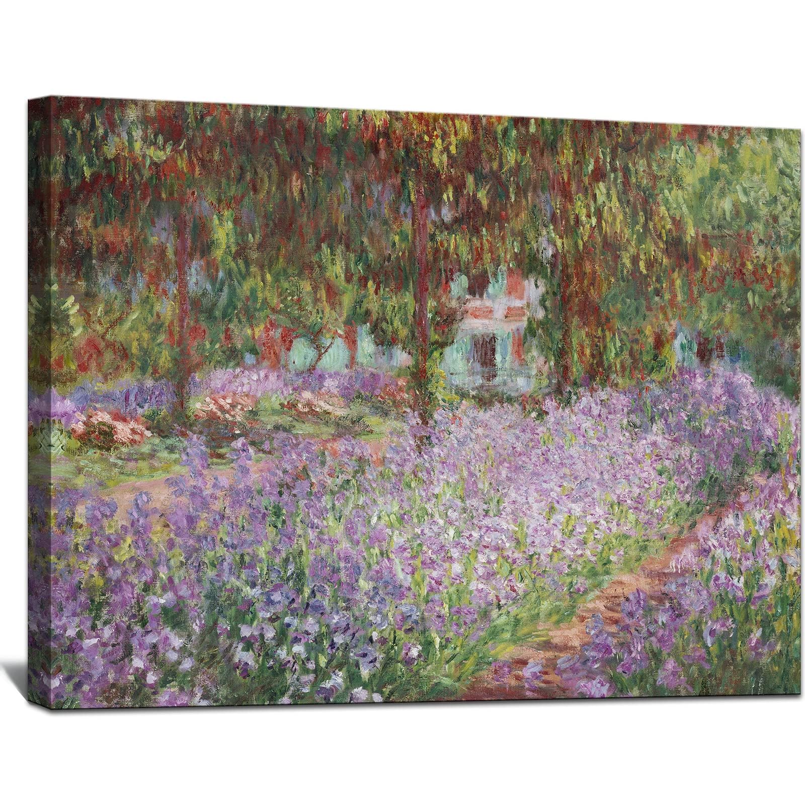 Irises In Monet'S Garden, 1900 By Claude Monet Canvas Wall Art Decor Framed Famous Painting Print For Bathroom Bedroom Wall Deco