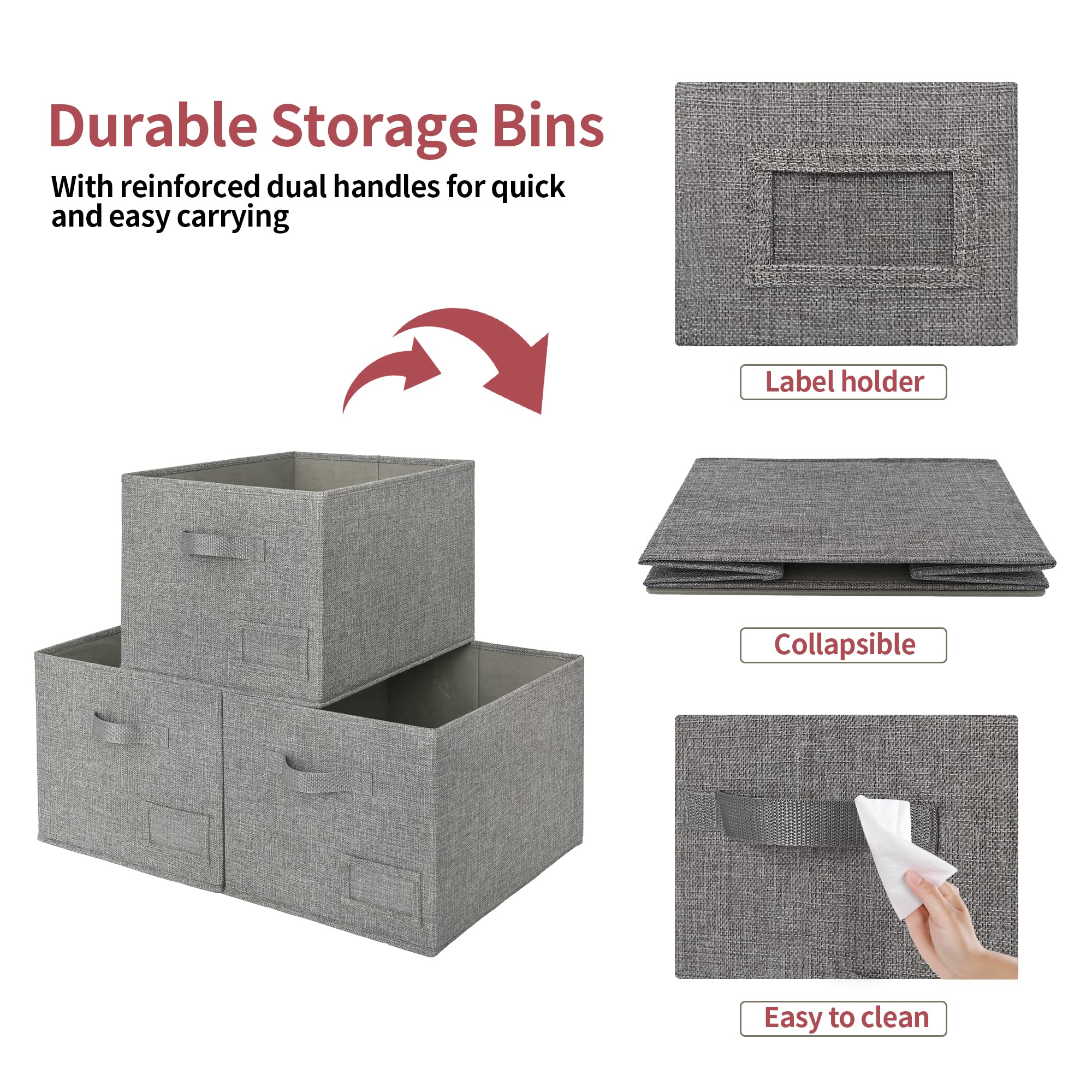 Granny Says Closet Organizers And Storage, Fabric Storage Bins With Label Holder, Shelf Baskets For Organizing Bedroom, Decorati