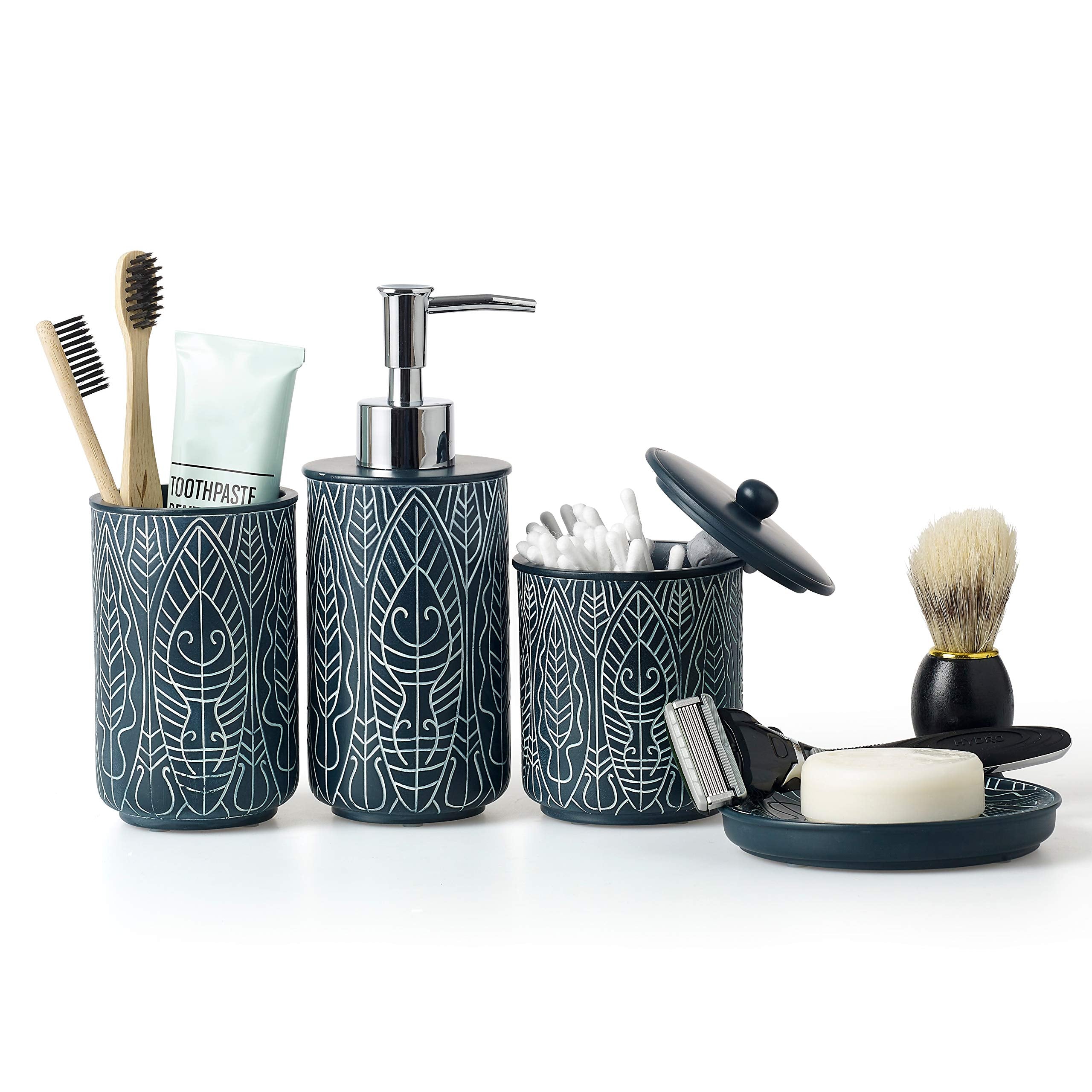 Premium Navy Blue Bathroom Accessories Set. Blue Bathroom Set. Blue Bathroom Decor. Accesorios Para Ba