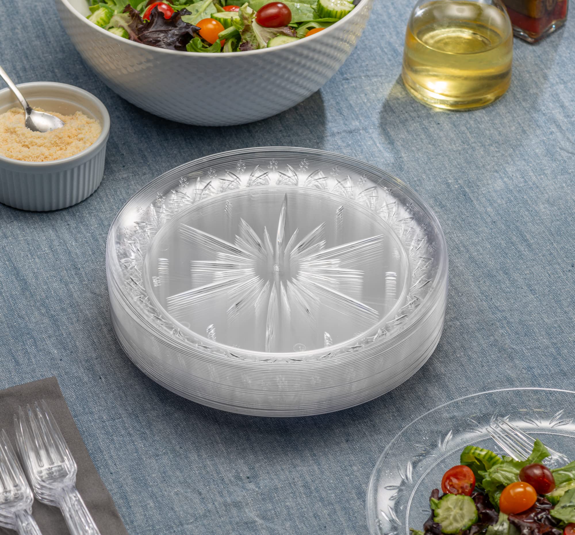PLASTICPRO 10'' inch Premium Extra large Heavy Weight Crystal Clear Disposable Plastic Dinnerware Party Plates or Platter Pack of 80