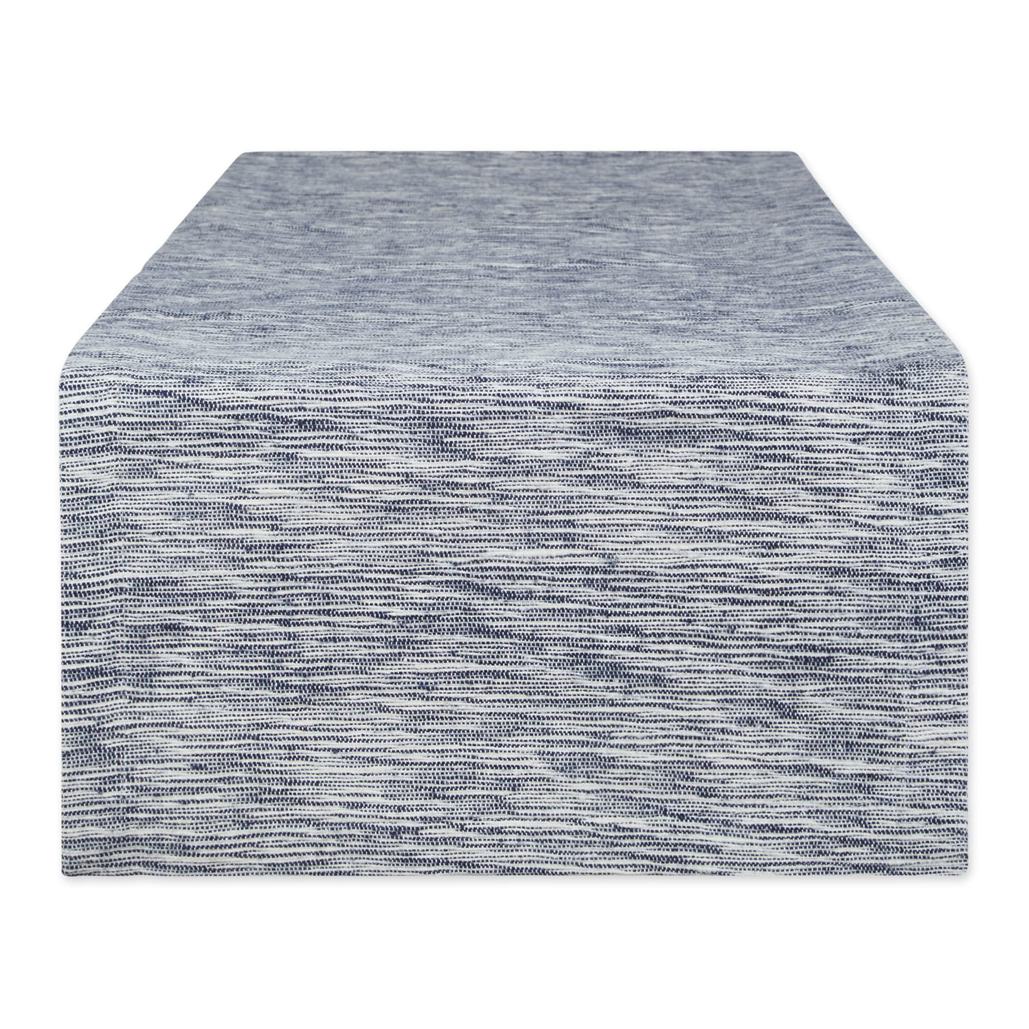 Dii Tonal Recycled Cotton Slubby Rib Tabletop Collection, Table Runner, 14X108, Navy