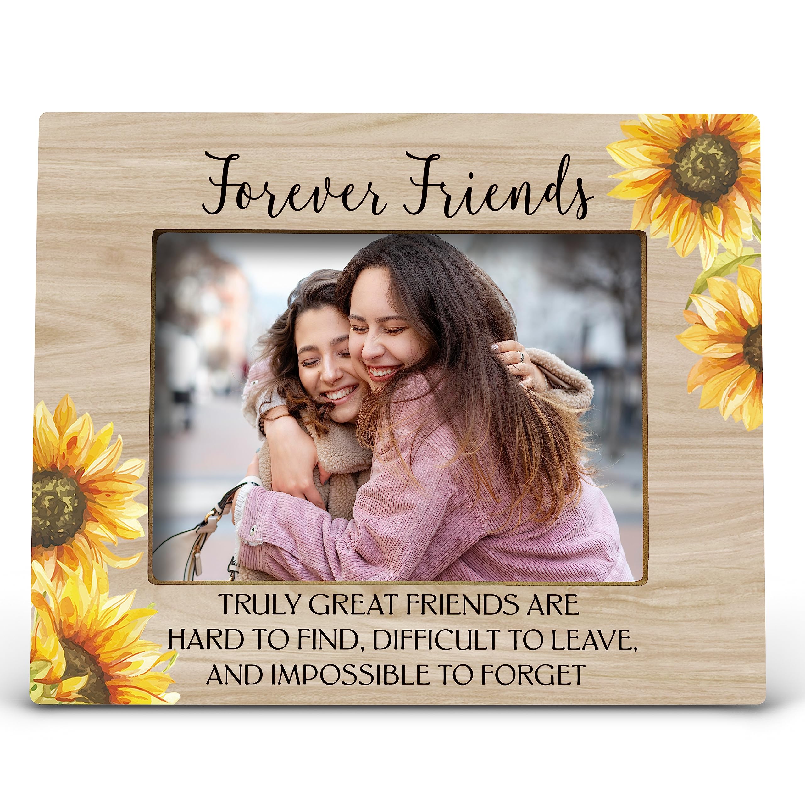 FONDCANYON Forever Friends Sunflower Picture Photo Frame,Bestie Bff Friend Picture Frames,Best Friend Friendship Gifts For Men W
